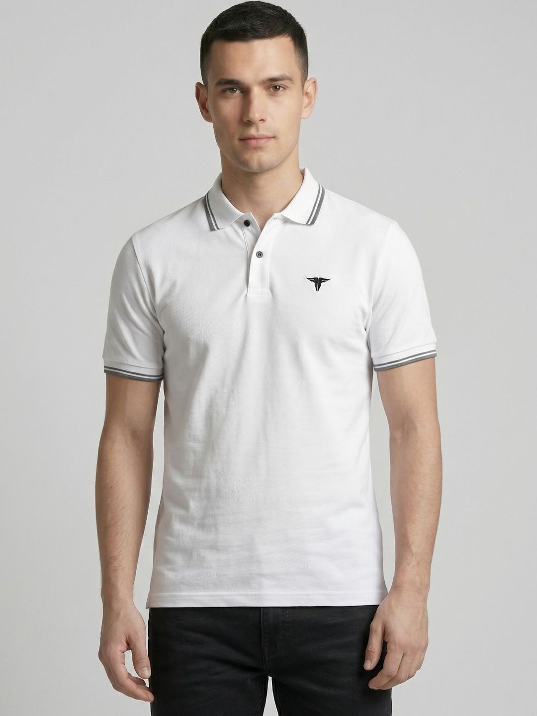 HERE&NOW Men Brand Logo Polo Collar T-shirt