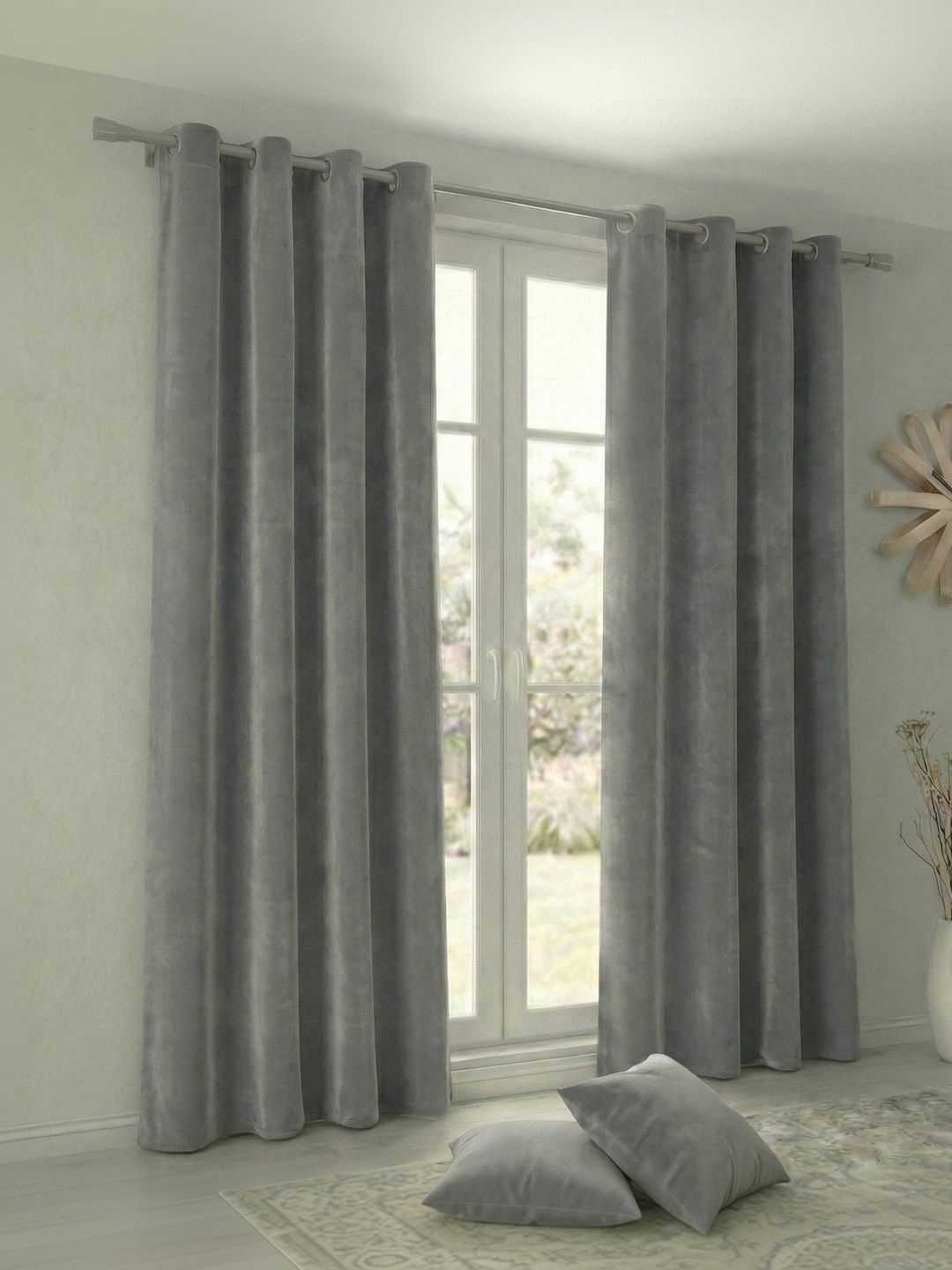 Home Spark Home Spark Grey Set of 2 Room Darkening Door Curtain