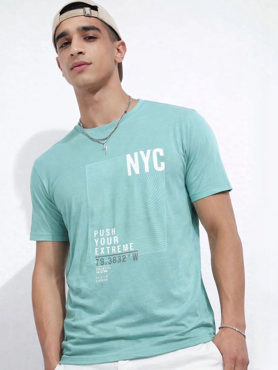 Klub Fox Men Printed Round Neck Cotton Tshirt