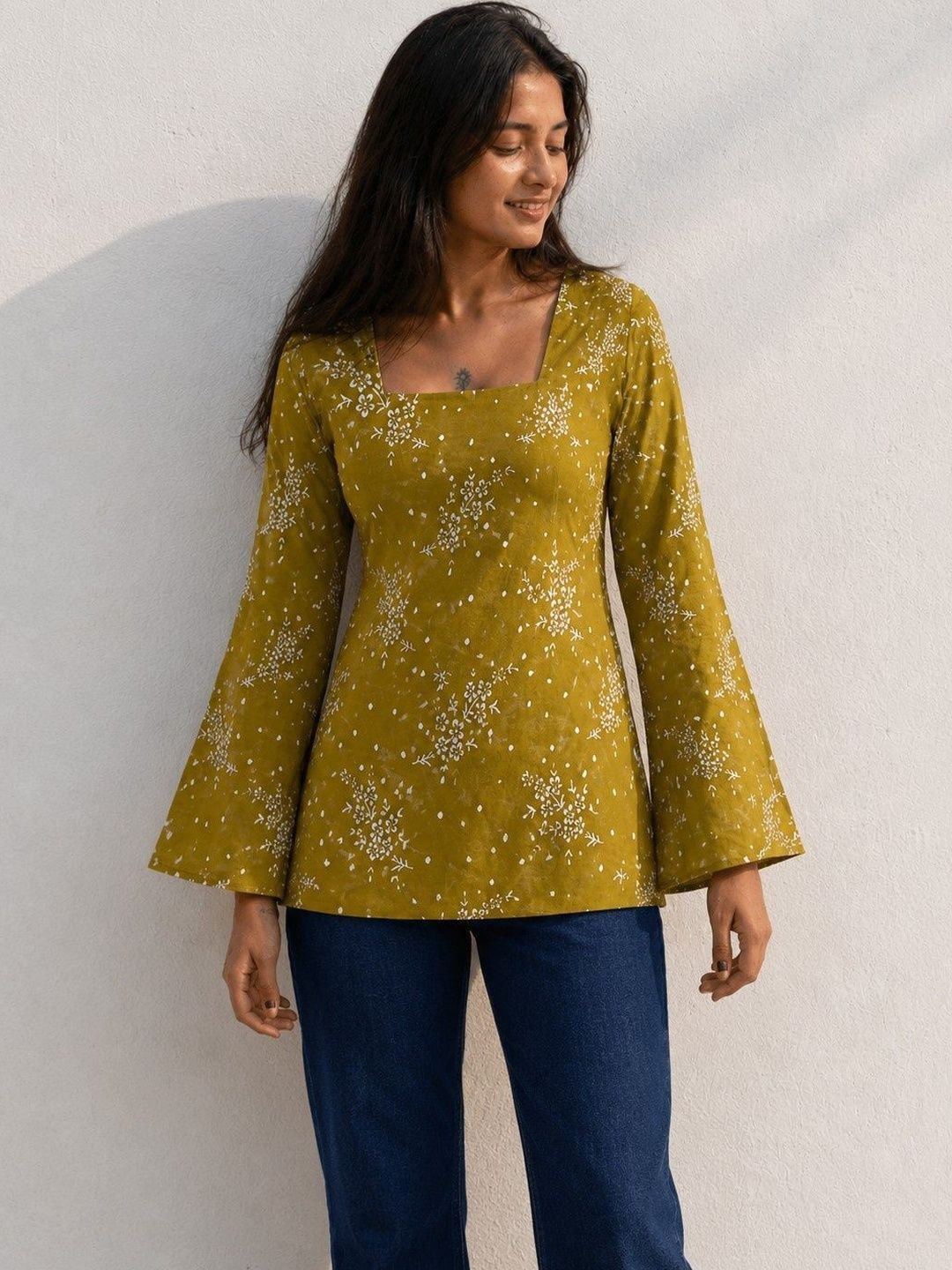 KPF Floral Printed Square Neck Maternity Kurti