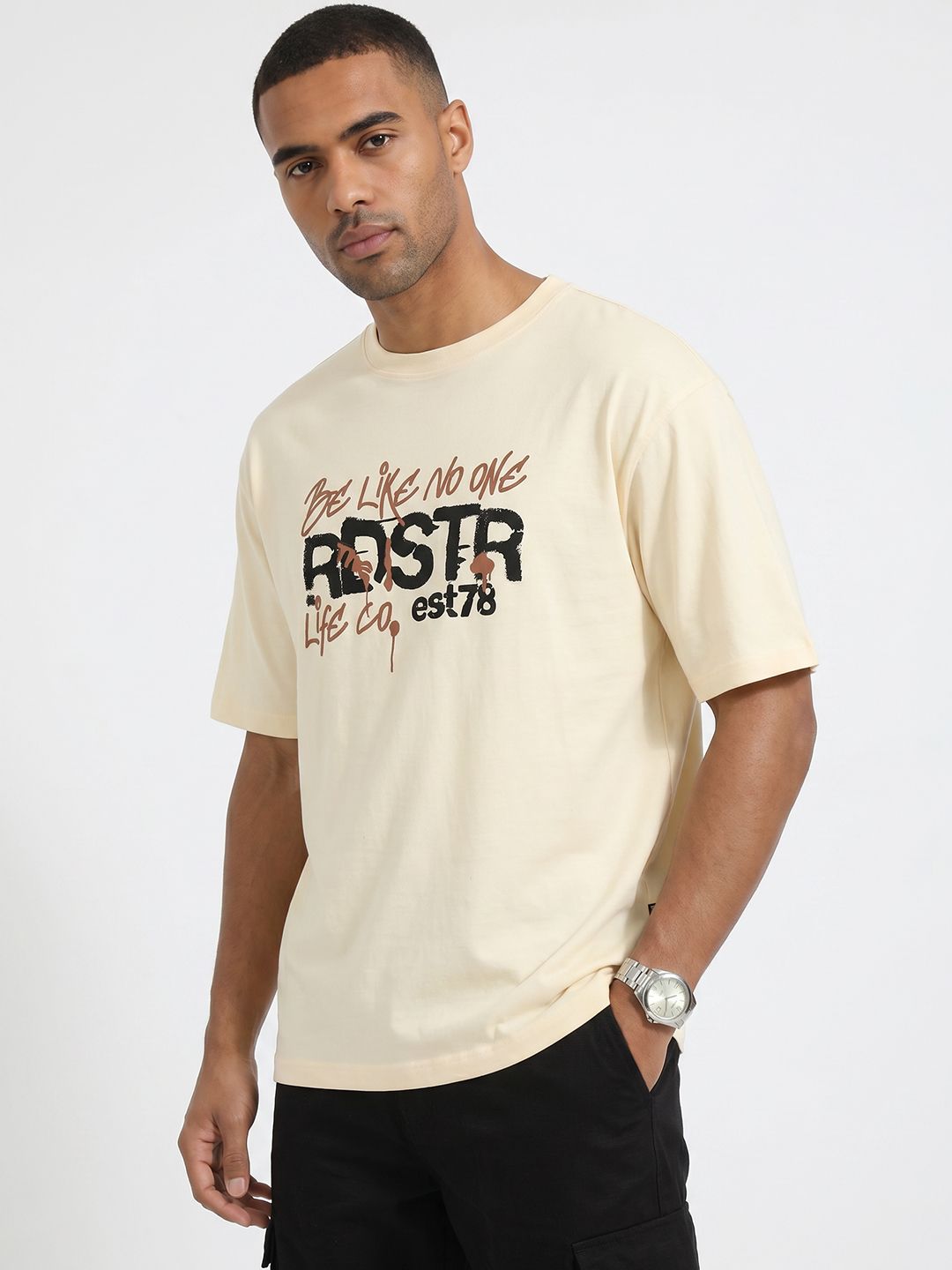 The Roadster Life Co. Printed Pure Cotton T-shirt