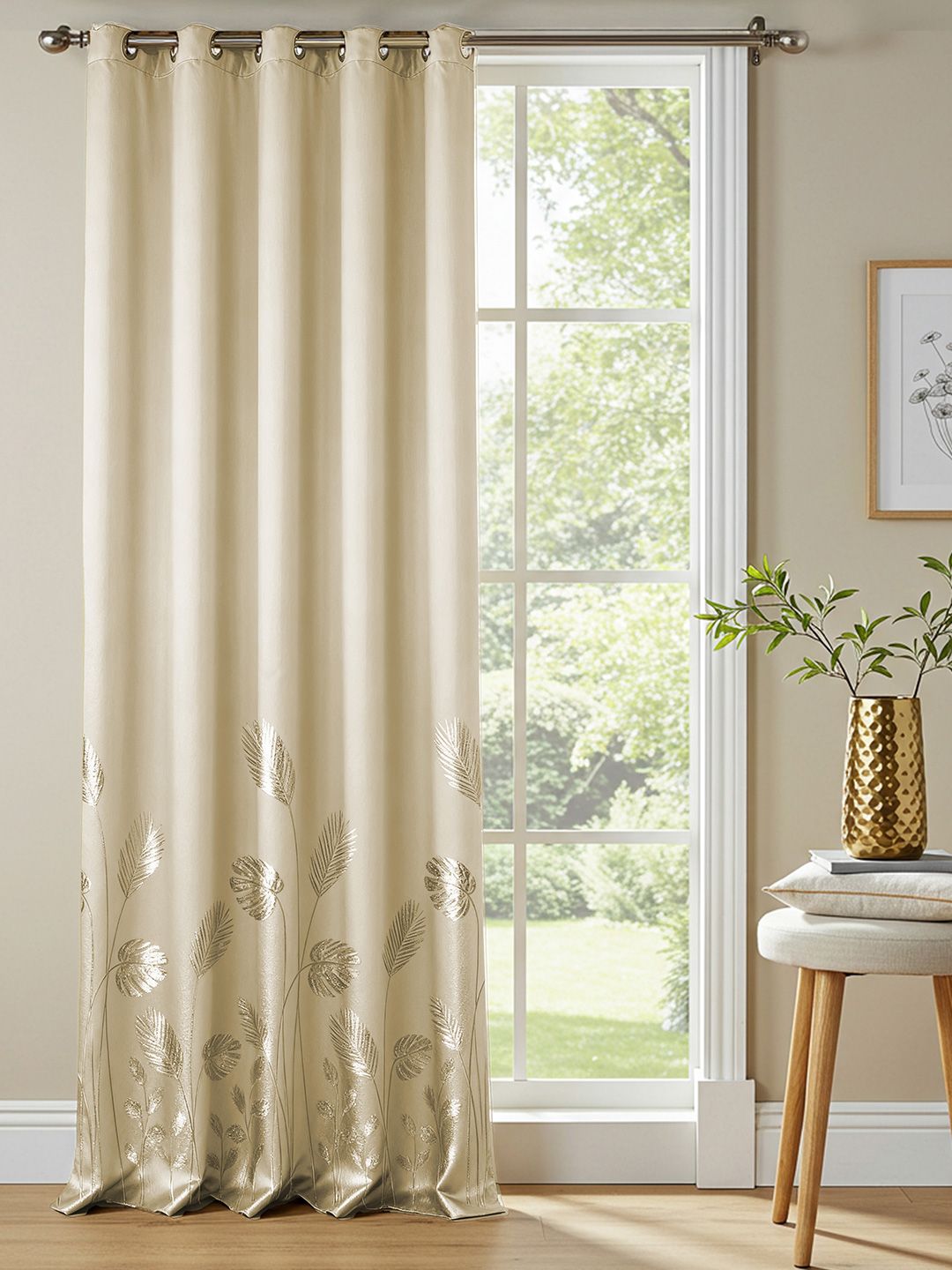 URBAN SPACE URBAN SPACE Aurika Beige Gold Foil Blackout Window Curtain