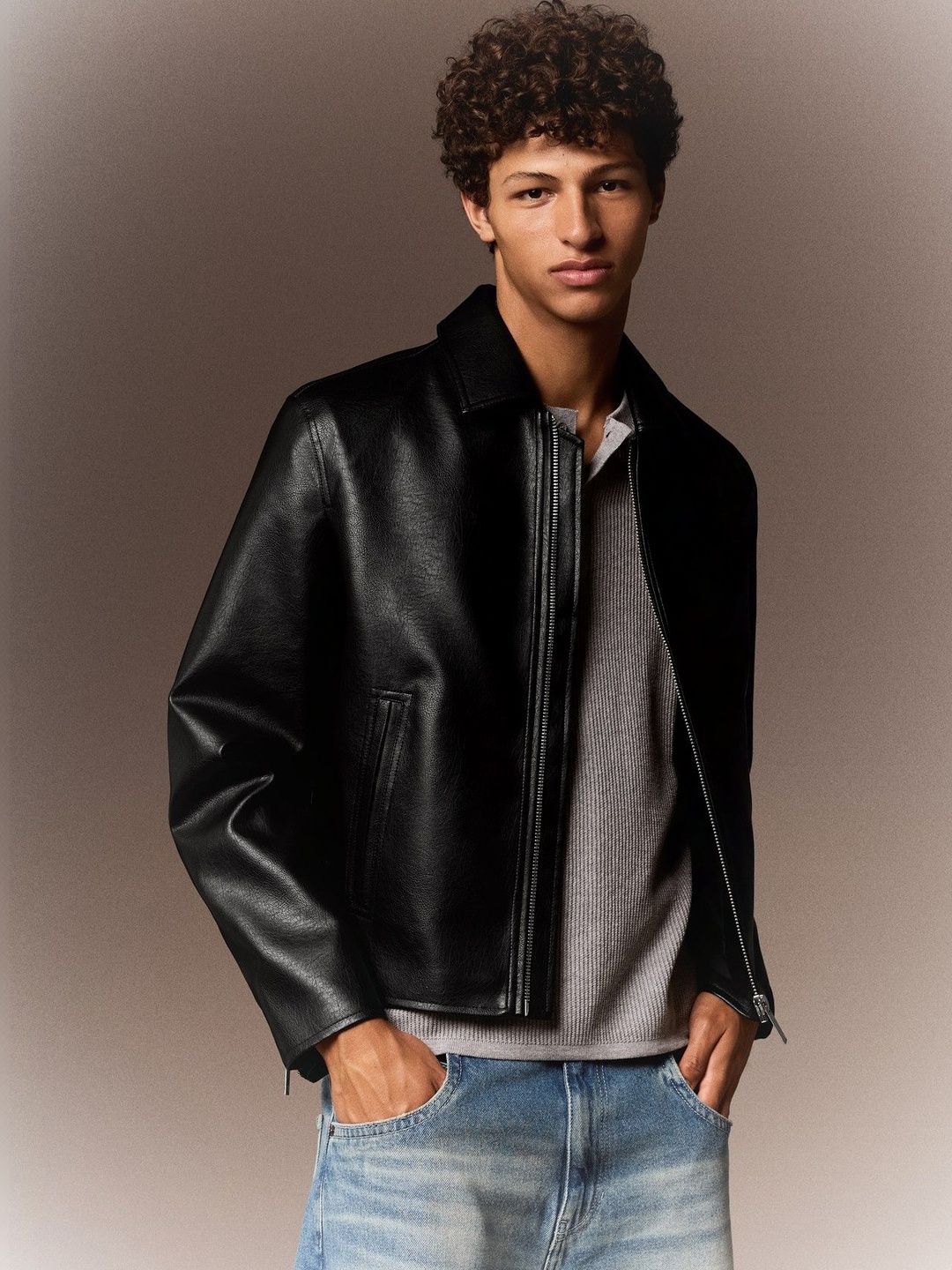 Bershka Boxy Leather Effect Jacket