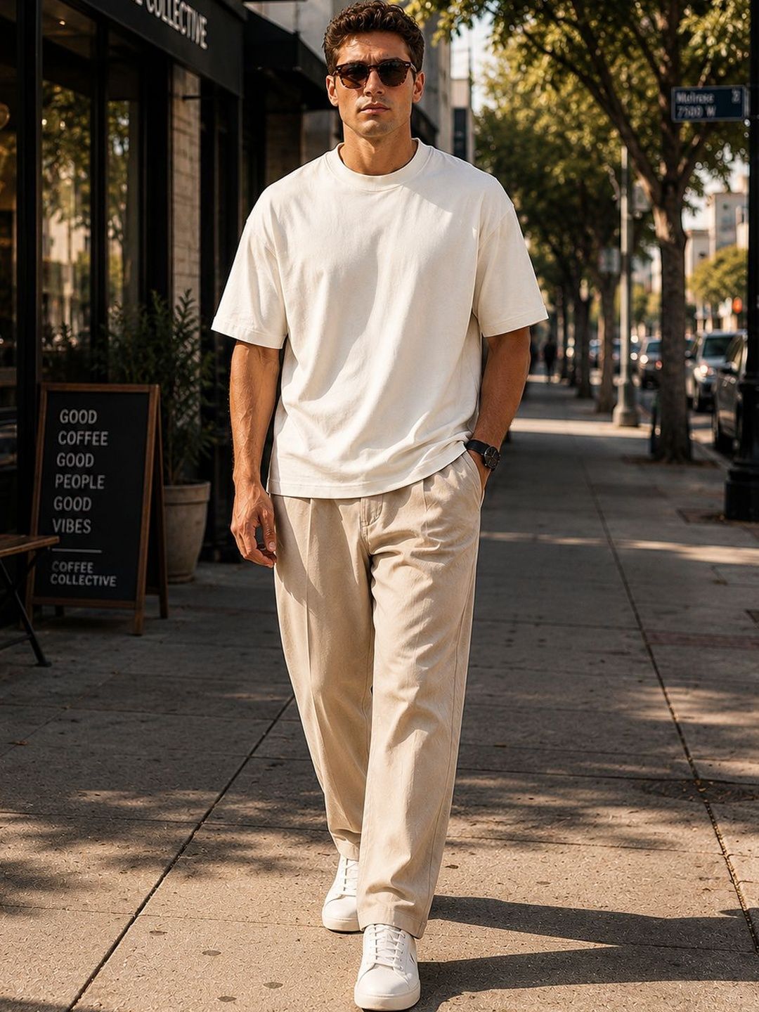 8 Minutes Round Neck Short Sleeves Cotton Oversized T-shirt