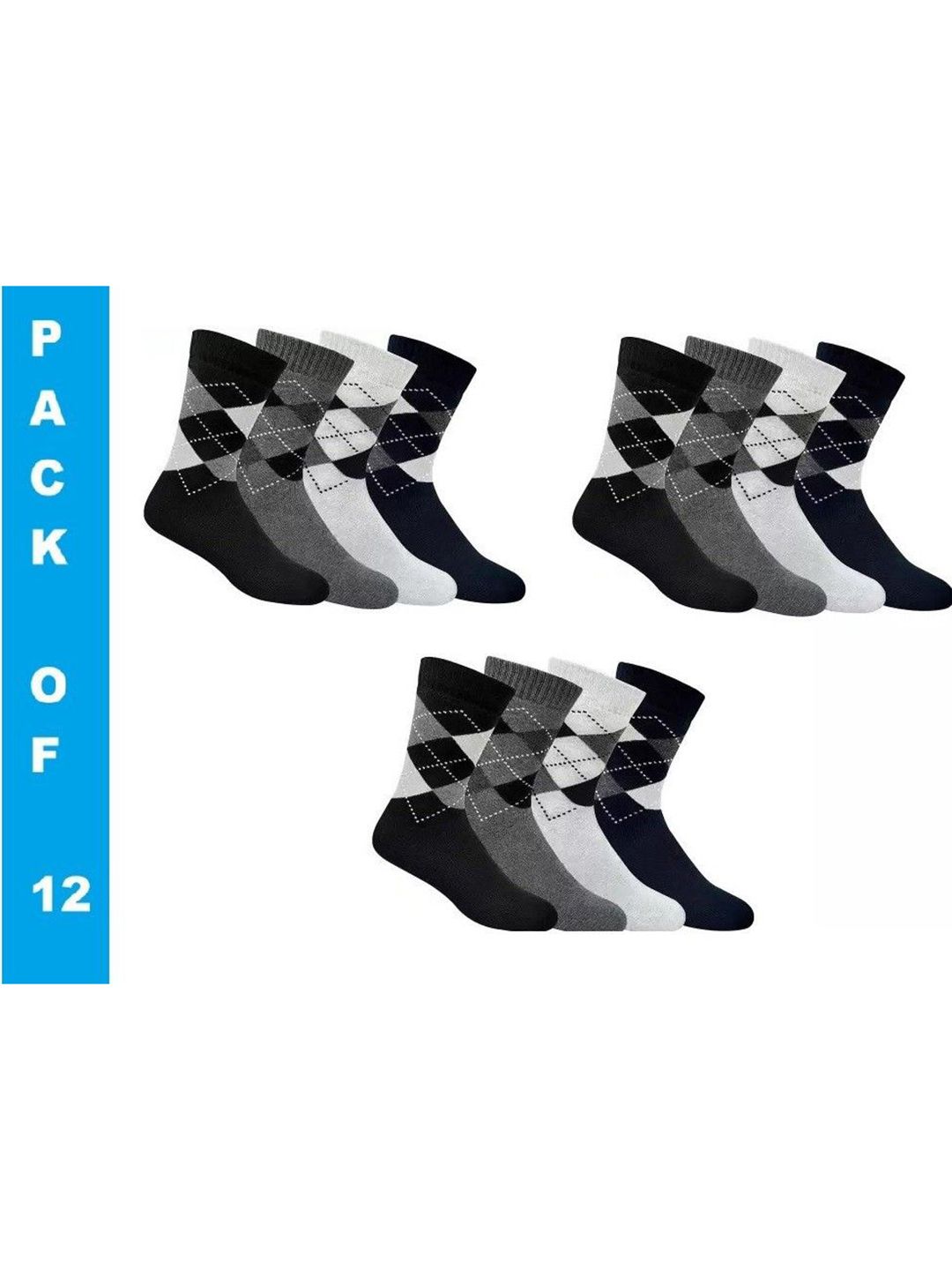 Faton Men Pack of 8 Cotton Patterned Calf Length Socks