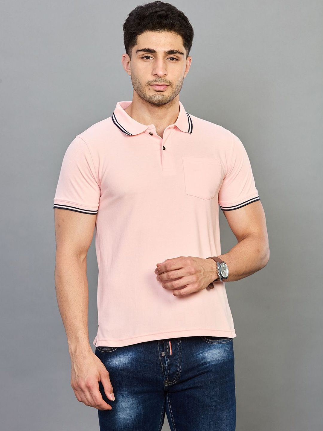 BE POSITIVE Men Polo Collar Pockets T-shirt
