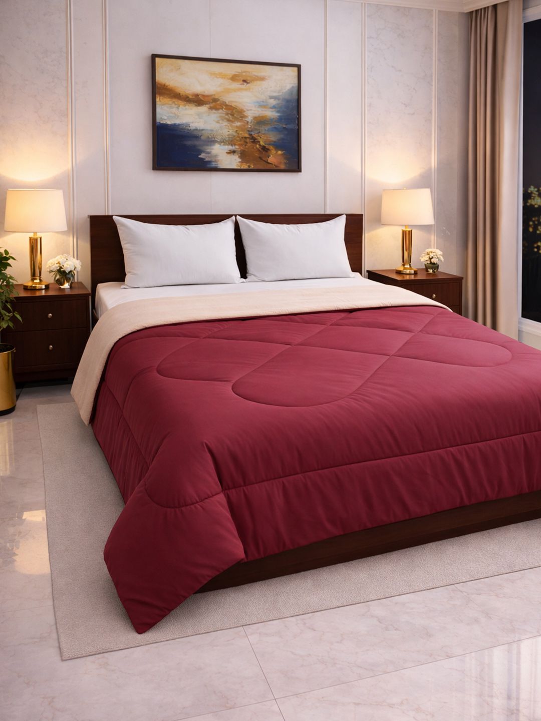 Steve & Anderson Steve & Anderson Purple & Pink 340 GSM Microfibre Reversible Double Bed Comforter