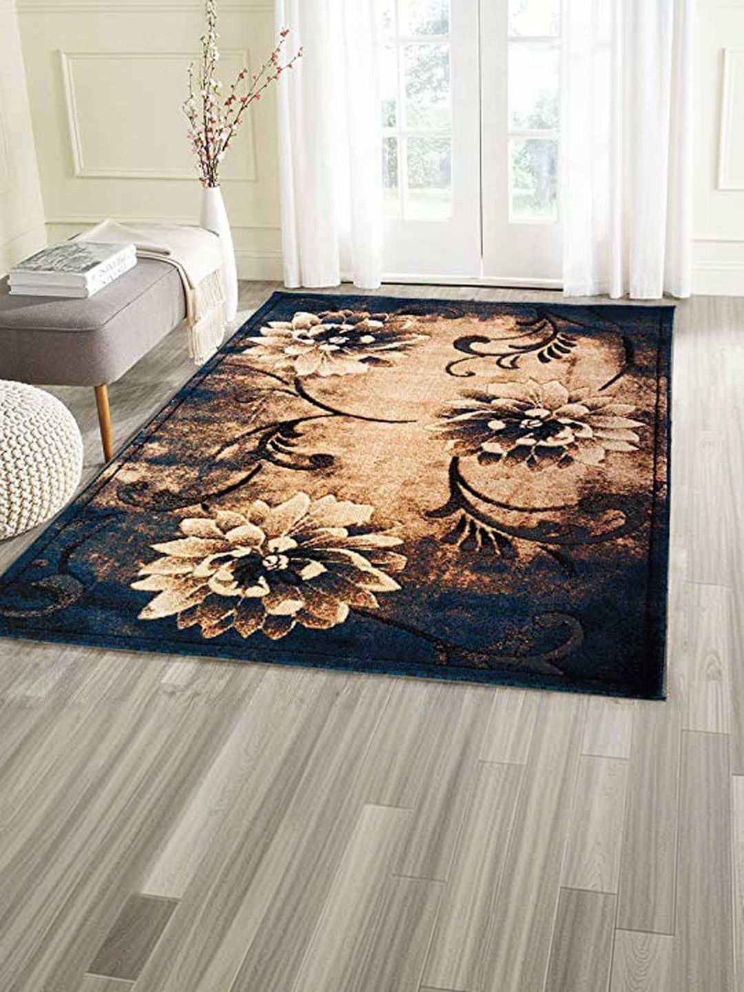 Samjeeda Handloom carpets Samjeeda Handloom carpets Brown Geometric Anti-Skid Woollen Carpet