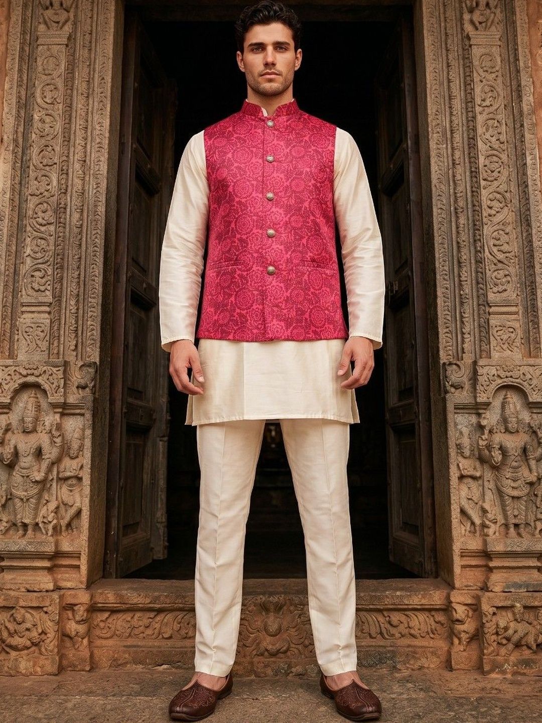 DRIP CHOWK Digital Foil Print Nehru Jacket