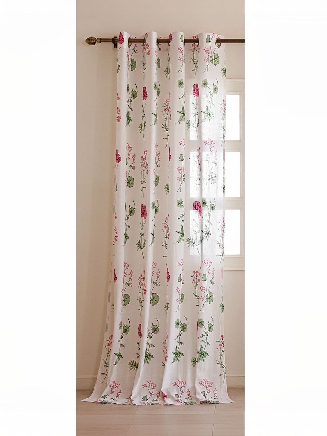 HOMEMONDE Pink Set of 2 Floral Sheer Door Regular