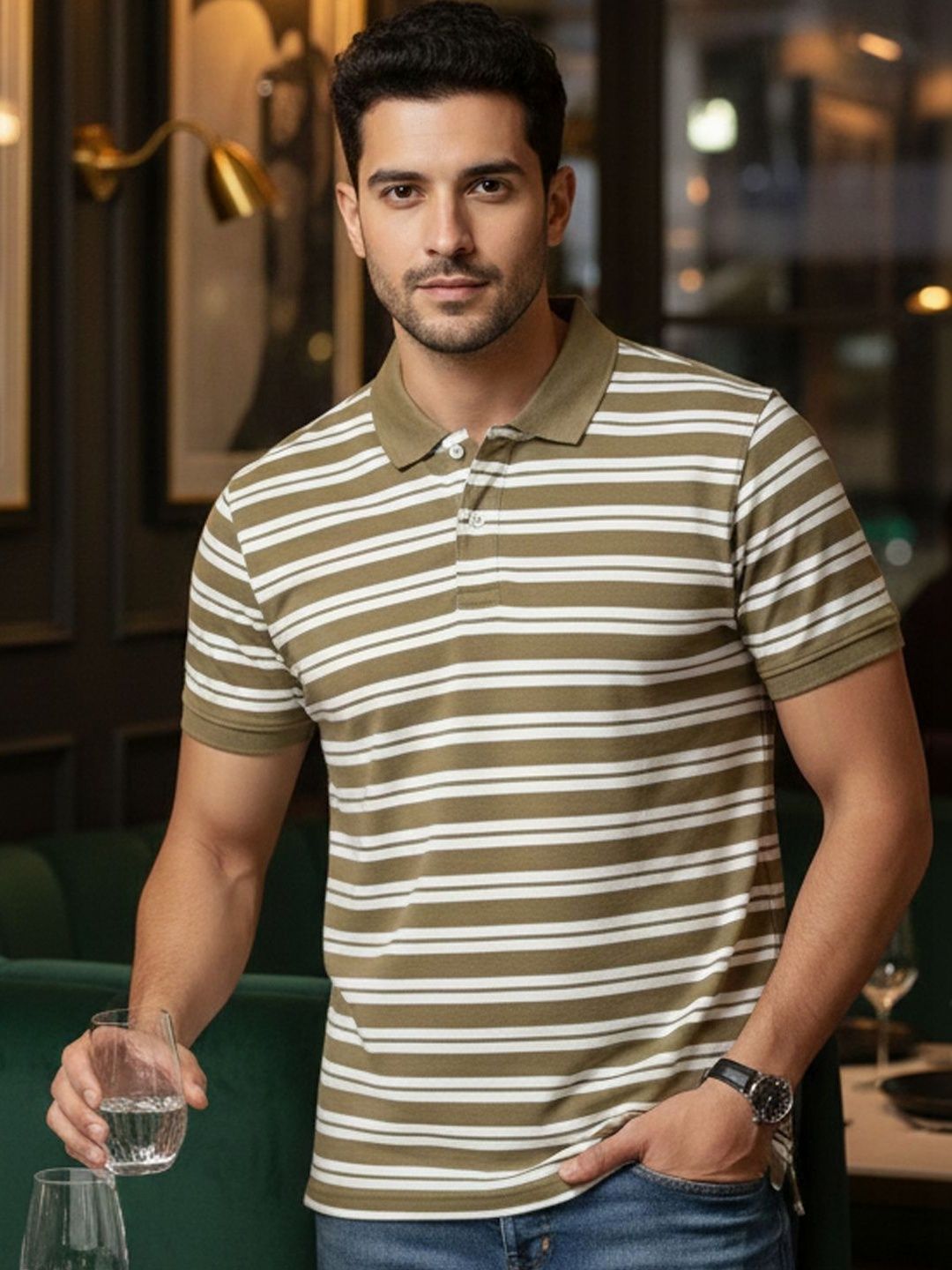 Kook N Keech Men Striped Polo Collar T-shirt