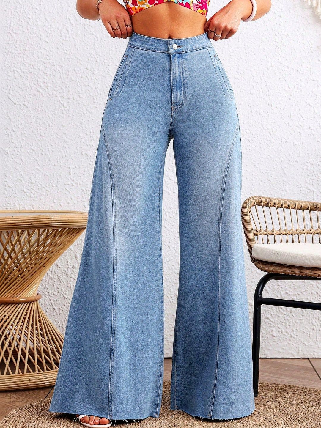 Glossia Glossia Women Comfort Wide Leg High-Rise Stretchable Jeans