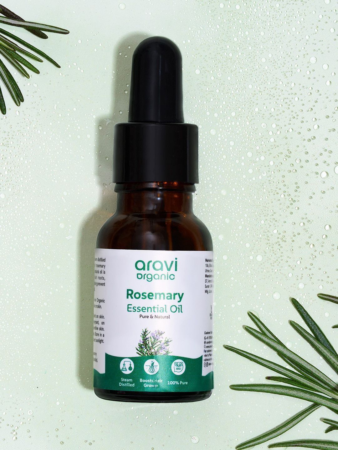 Aravi Organic Pure & Natural Rosemary Essential Oil For Hair Growth - 15ml