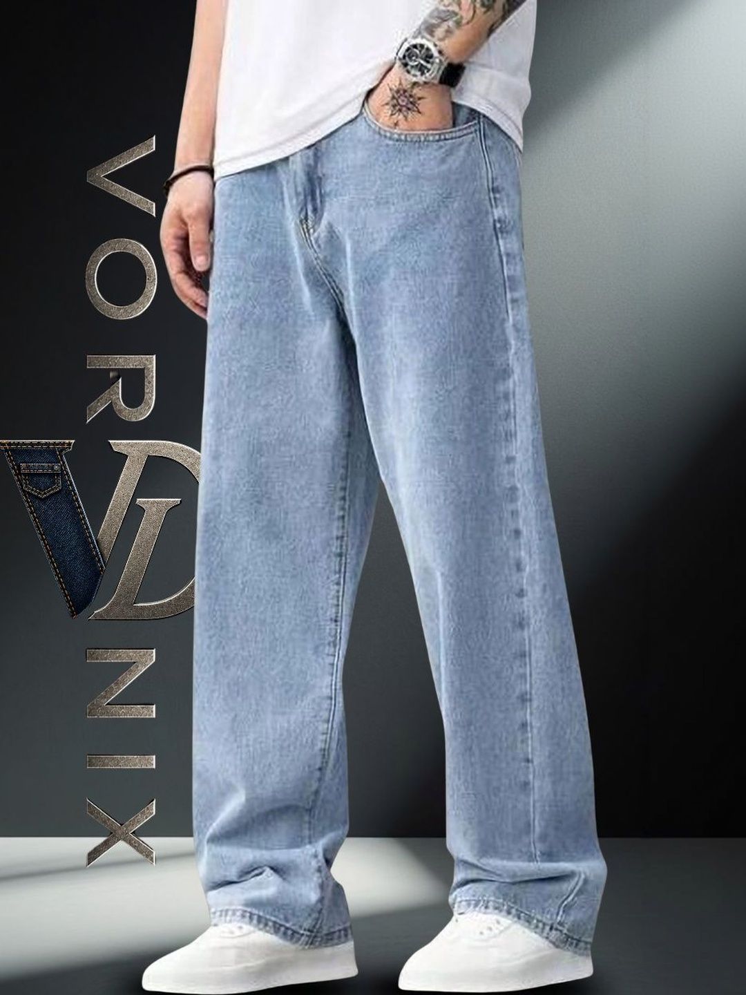 VORNIX DENIM Men Relaxed Fit Mid-Rise Stretchable Jeans