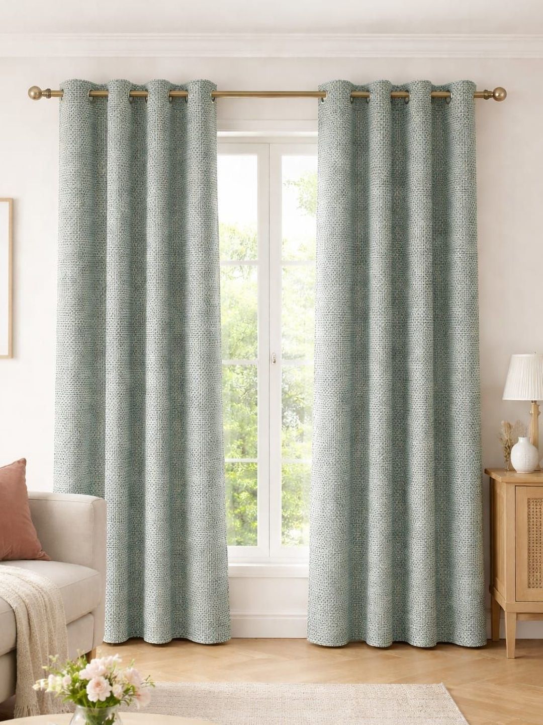 Aura Cream-Coloured Set of 2 Door Curtain