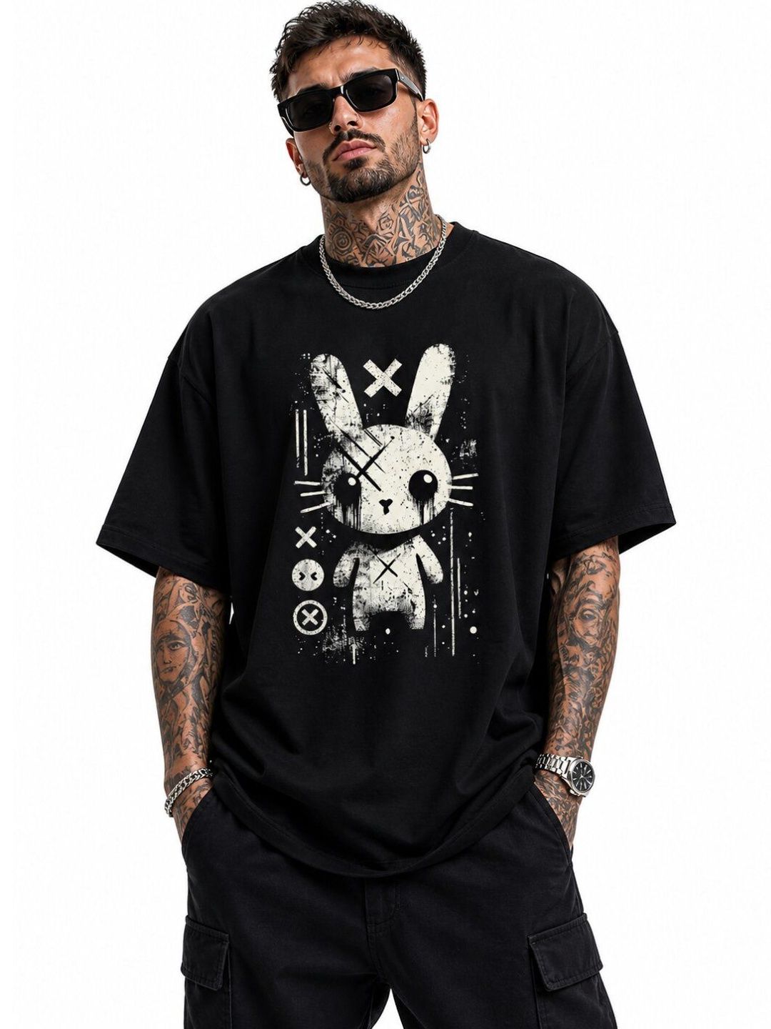 HASTEN Oversized Graphic Print T-shirt