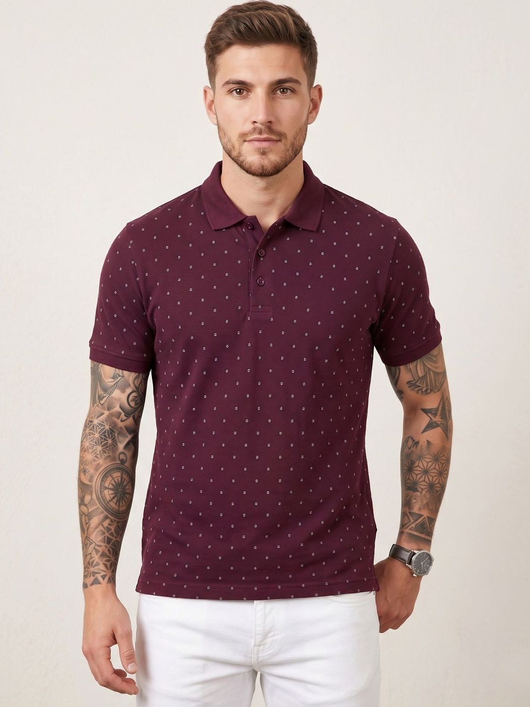 SANDPIPER Men Printed Polo Collar T-shirt