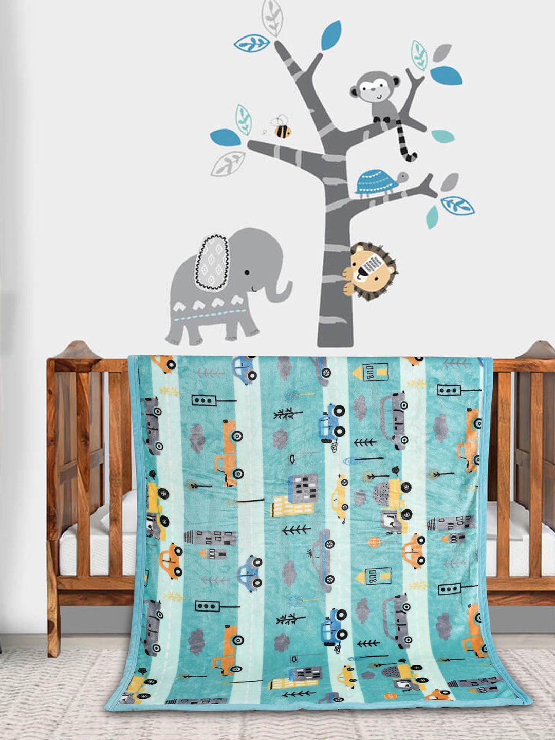 Florida Florida Kids Blue & Yellow Printed Heavy Winter 350 GSM Single Bed Blanket