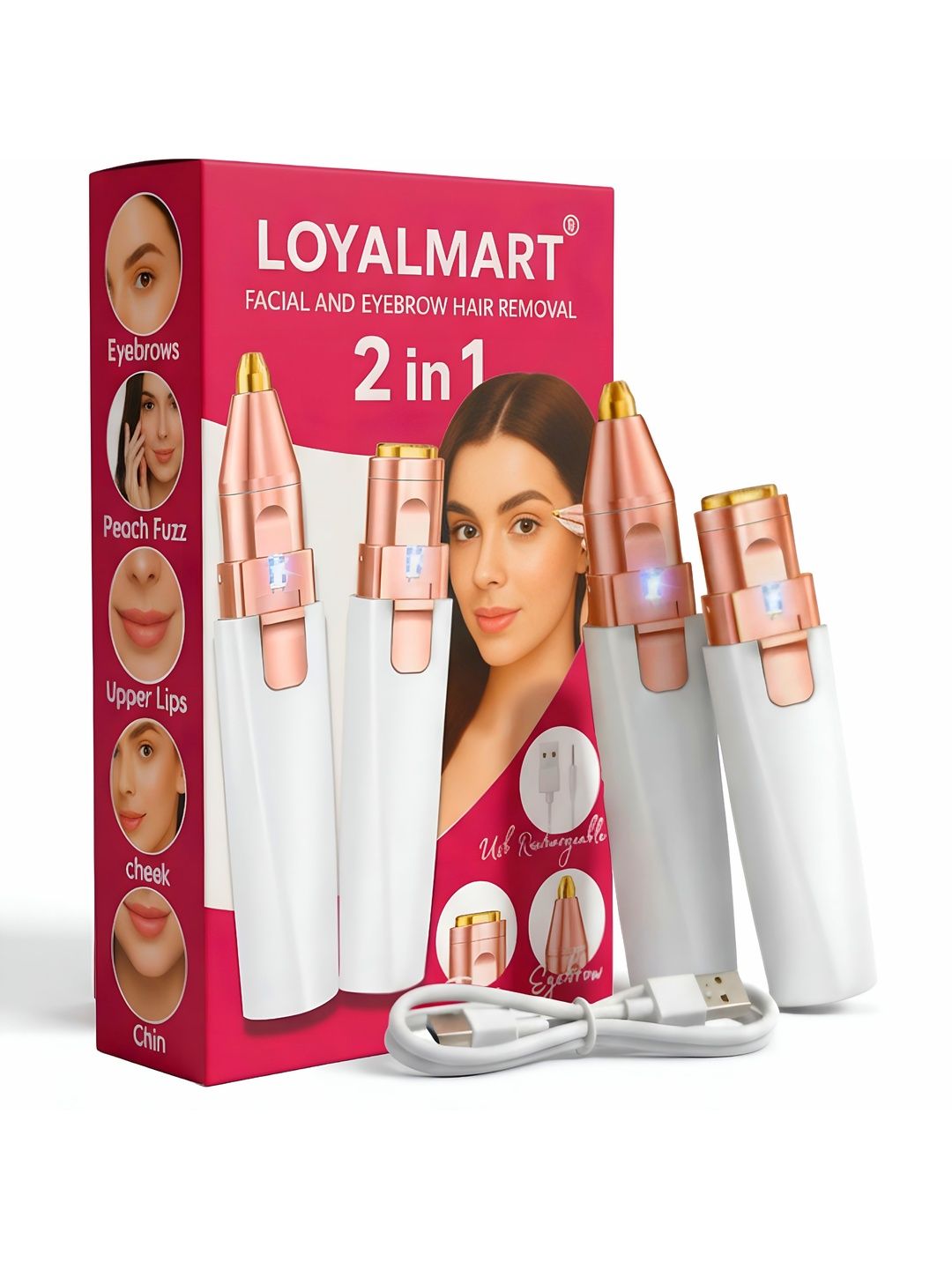 Loyalmart Loyalmart 2 in 1 Rechargeable Painless Epilator For Upper Lips, Chin & Cheeks