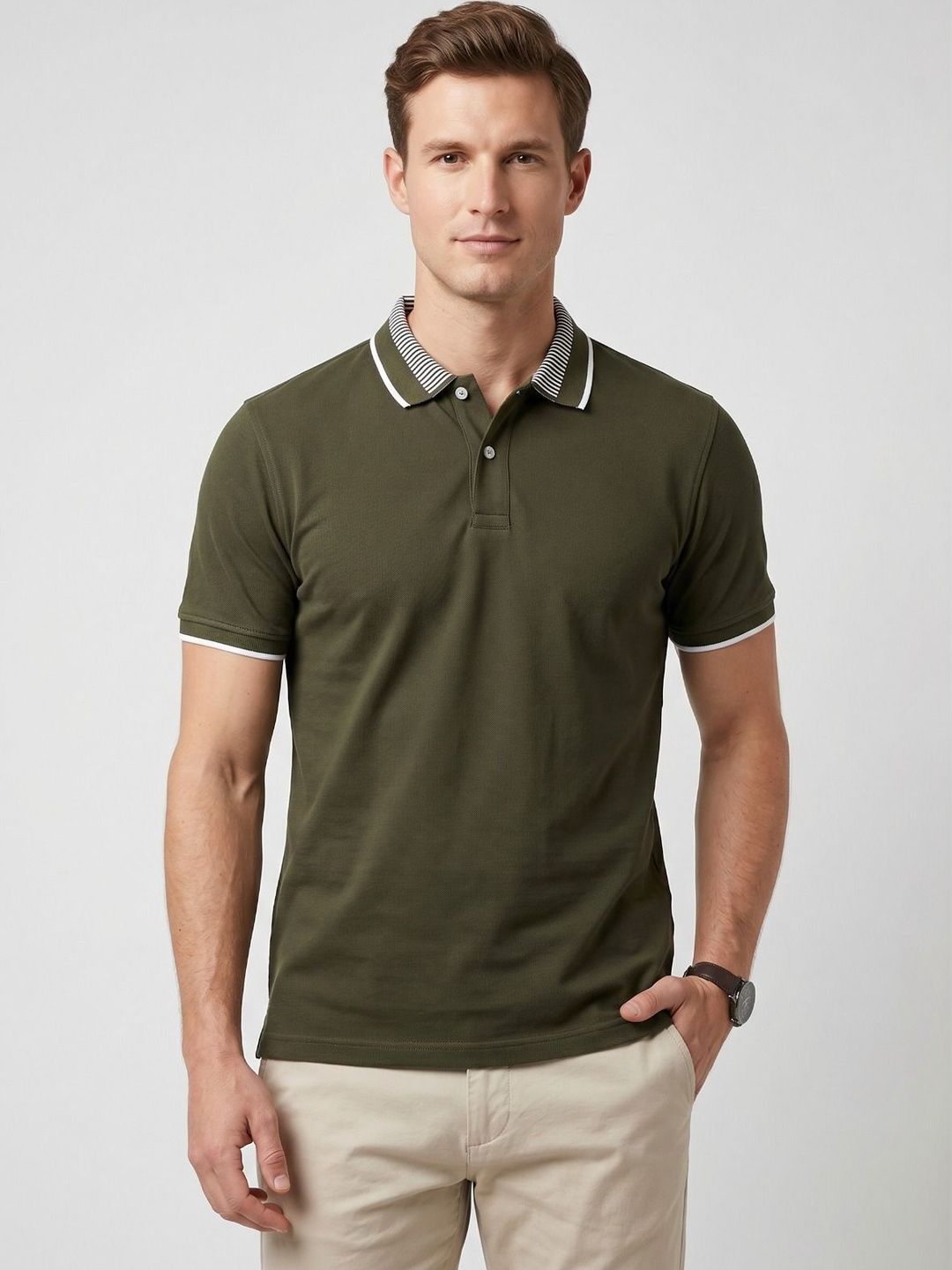 HERE&NOW Men Polo Collar T-shirt