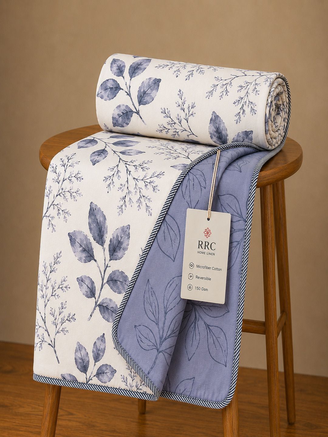 RRC RRC White & Grey Floral Microfiber AC Room 210 GSM Single Bed Dohar