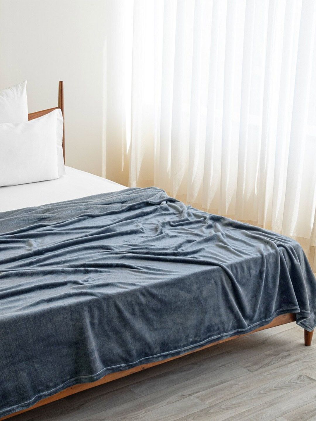 HOMEMONDE HOMEMONDE Blue AC Room 300 GSM Fleece Single Bed Blanket