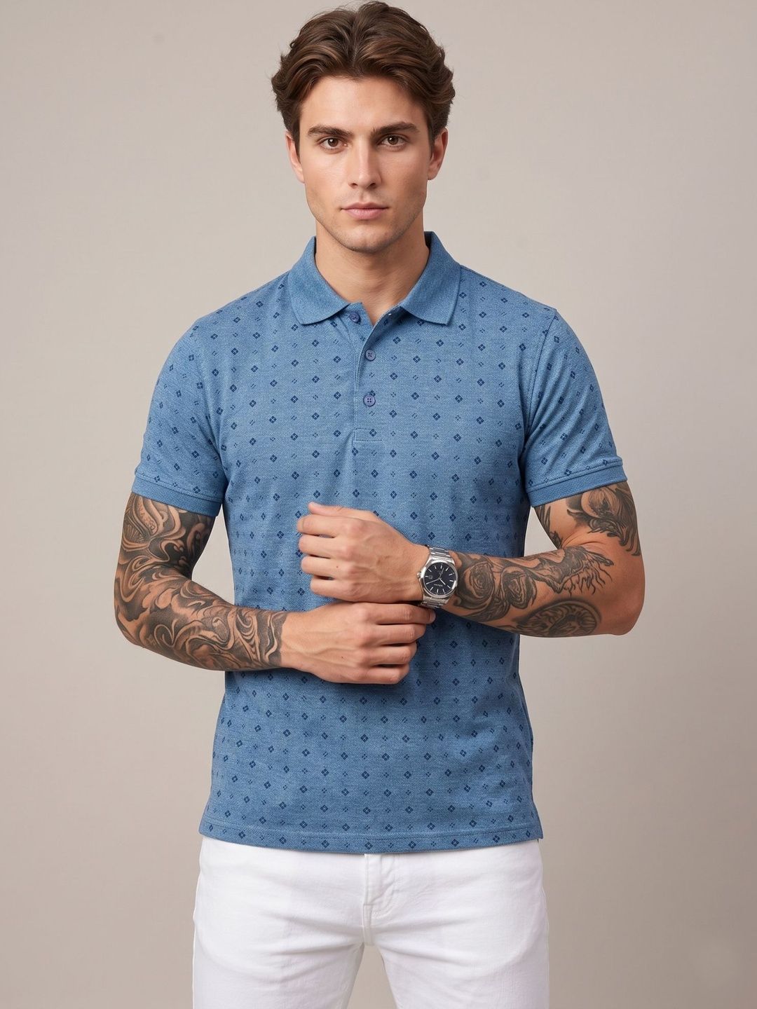 SANDPIPER Men Printed Polo Collar T-shirt