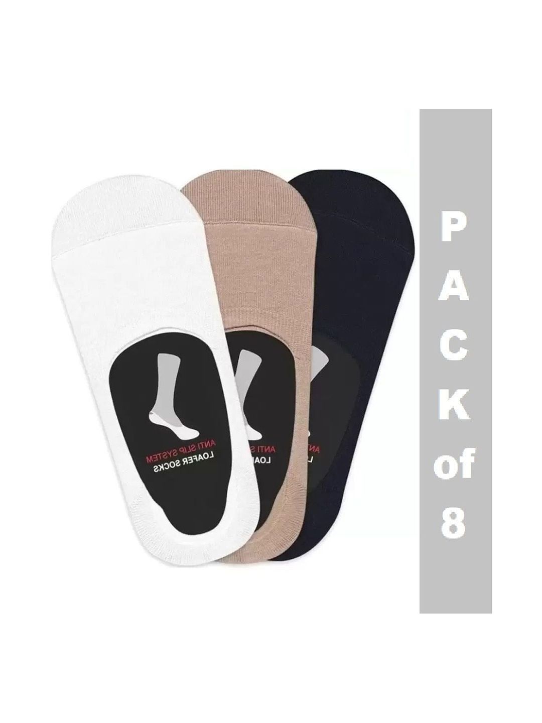 Faton Men Pack of 8 Cotton Shoe Liners Socks