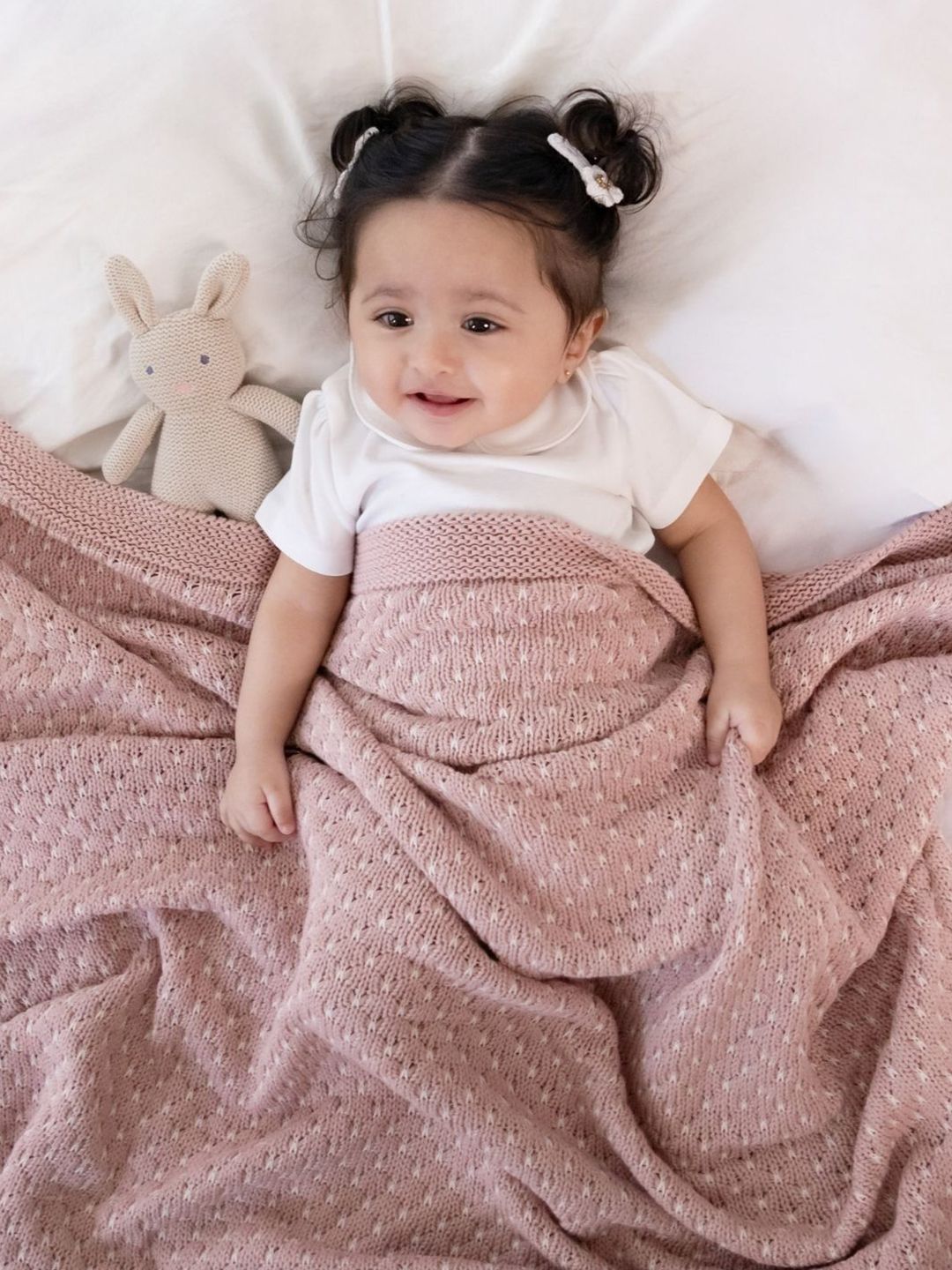 haus & kinder haus & kinder Kids Pink 500 GSM AC Room Pure Cotton Single Bed Blossom Blanket With A Toy