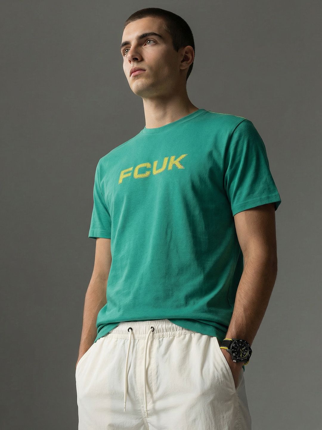 FCUK Brand Logo Printed Pure Cotton T-shirt