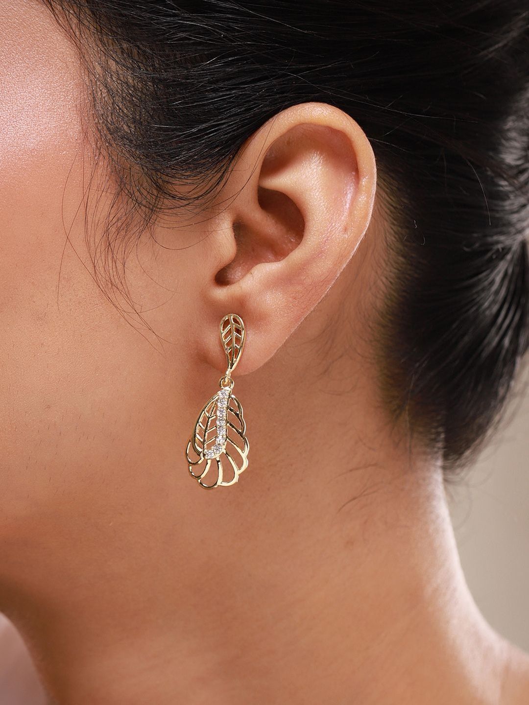 Virelle Flow Dangle Earrings Voylla Leaf Shaped Drop Earrings