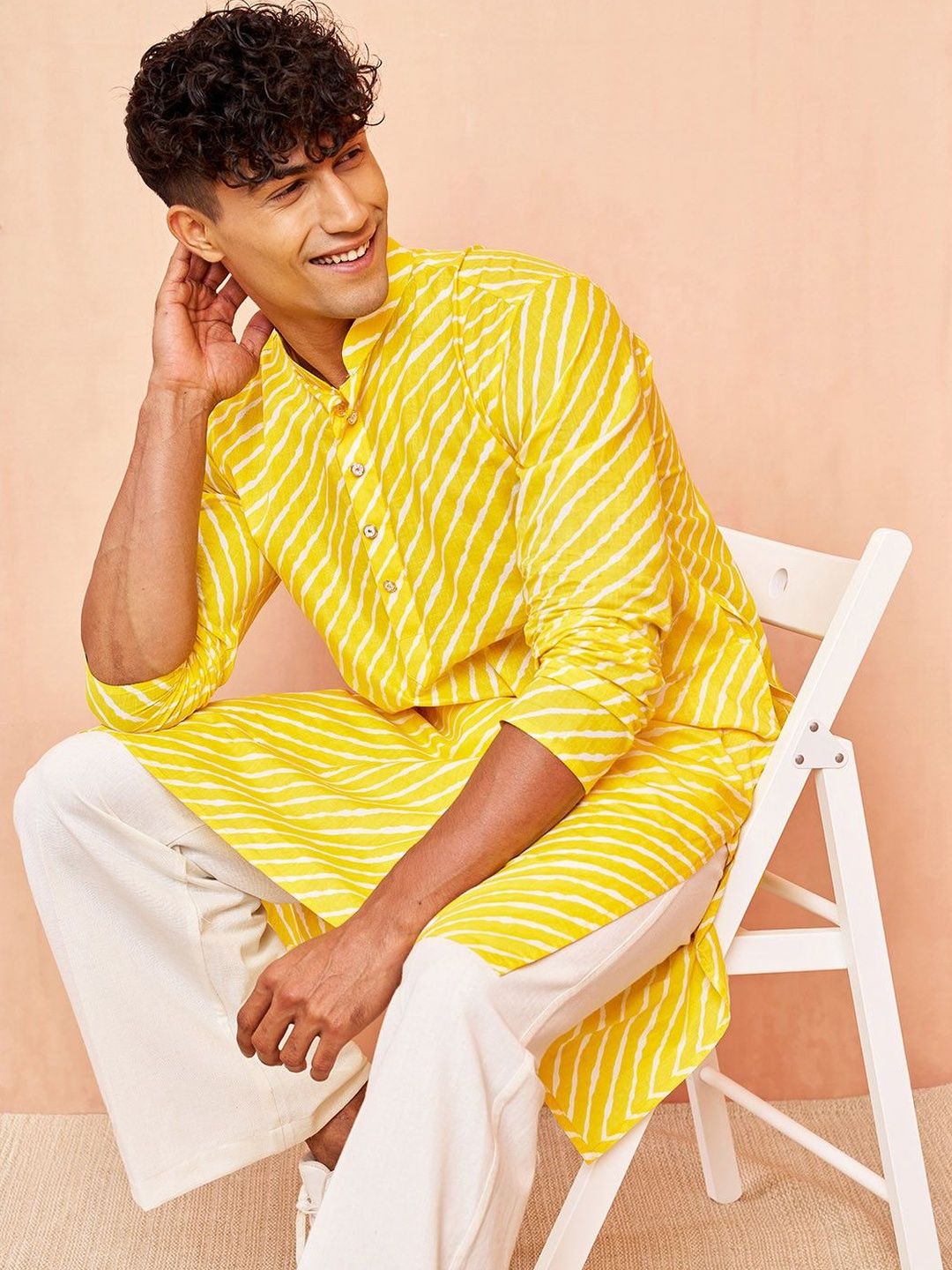 VASTRAMAY Leheriya Printed Cotton Straight Kurta