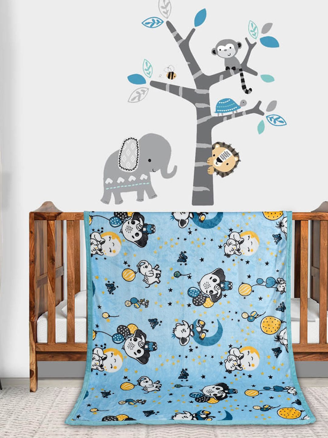 Florida Florida Blue & White Cartoon Characters Single Bed Blanket