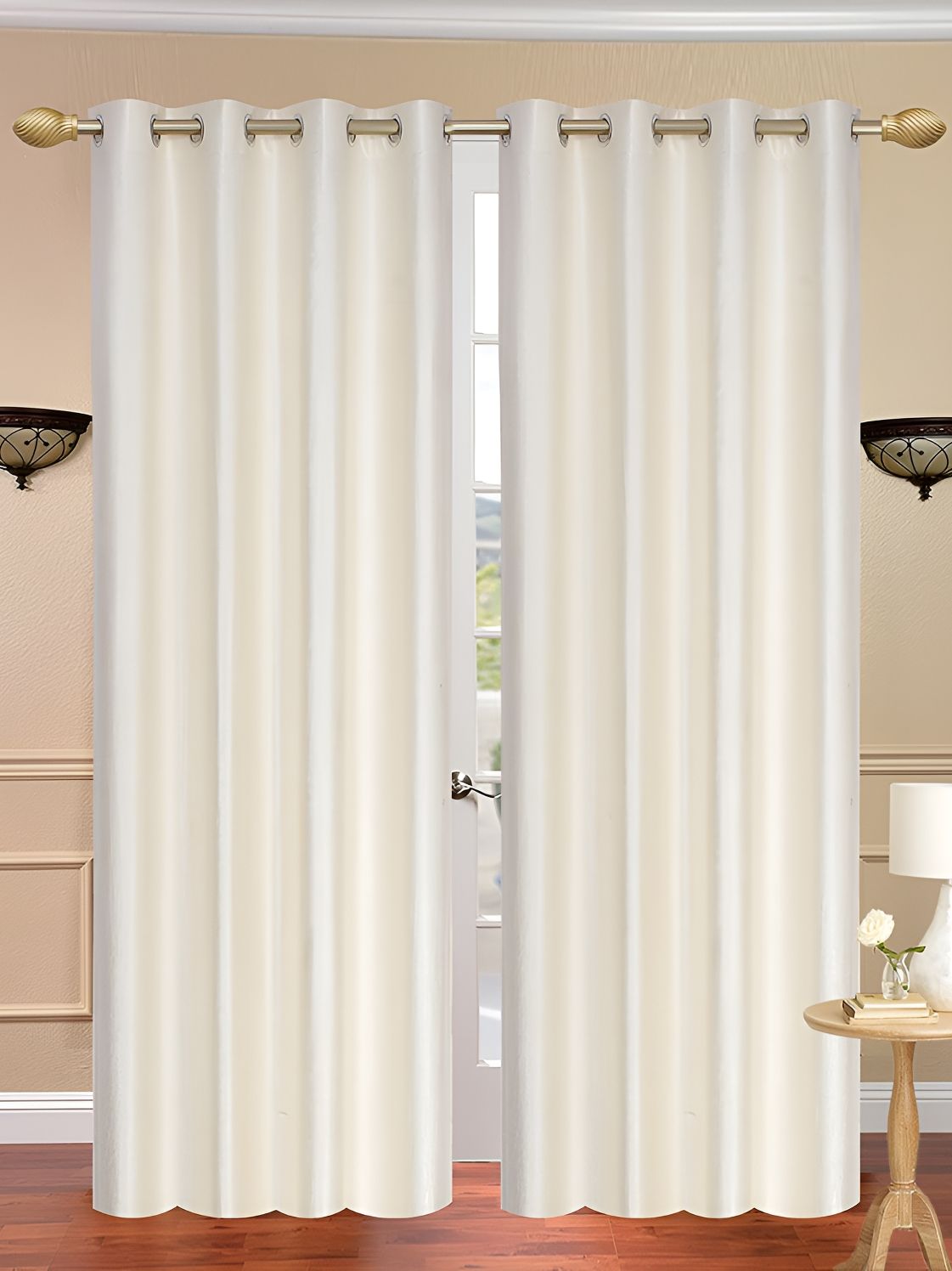 THE CONVERSION Cream 2 Pieces Long Door Curtains