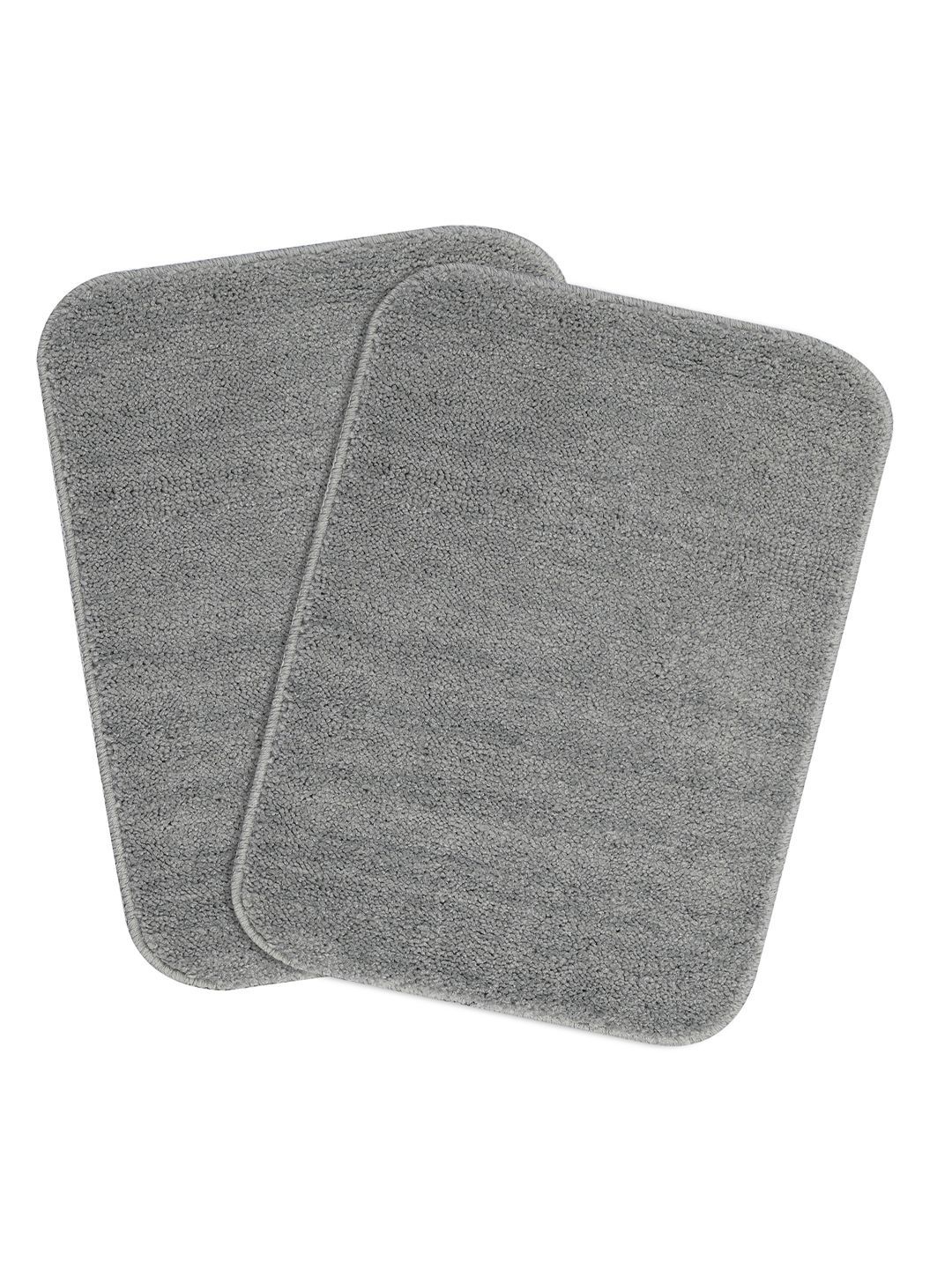 Saral Home 2Pcs Grey 1300 GSM Microfibre Anti-Skid Bath Rugs