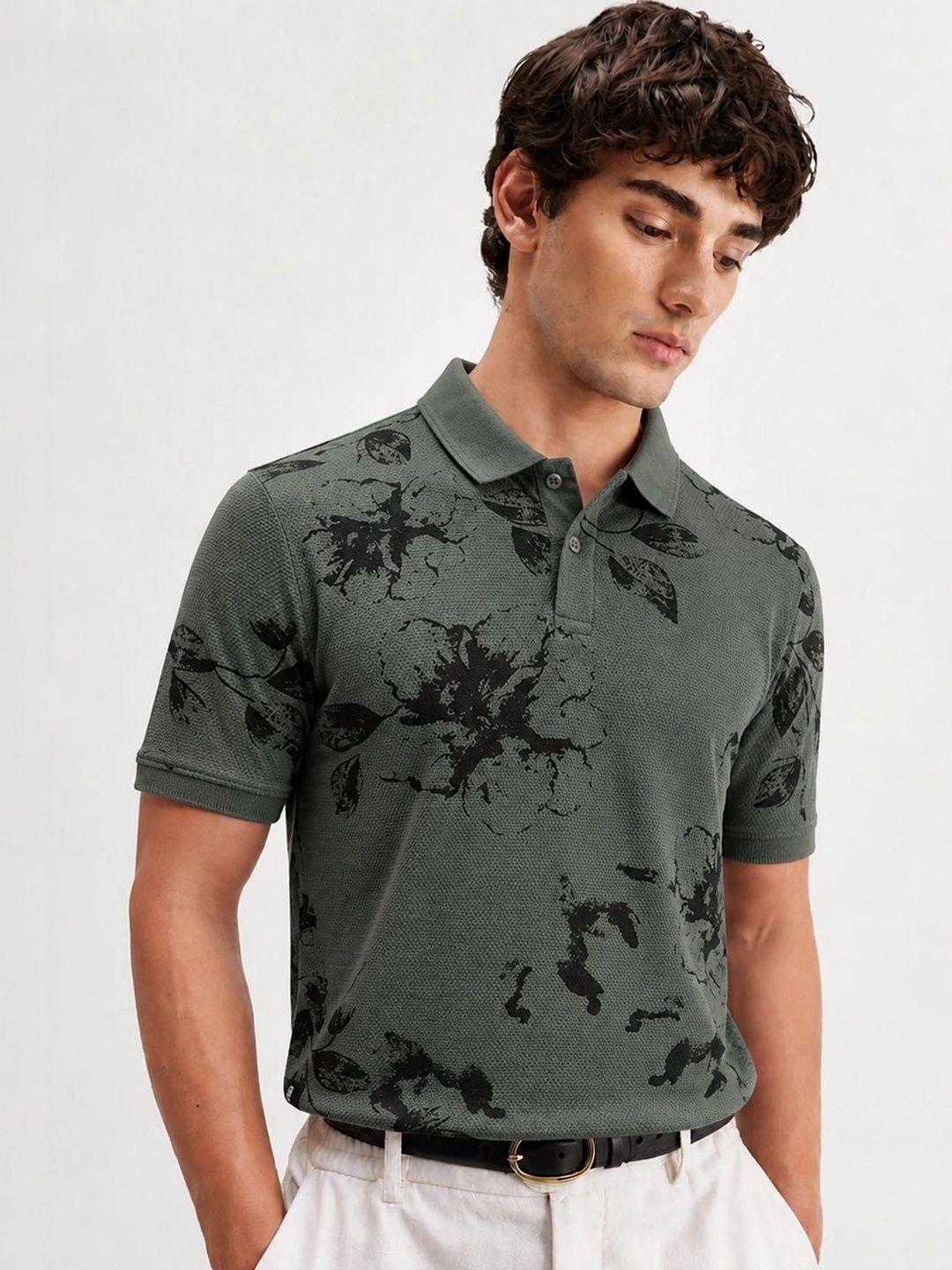 Klub Fox Men Printed Polo Collar Cotton Tshirt