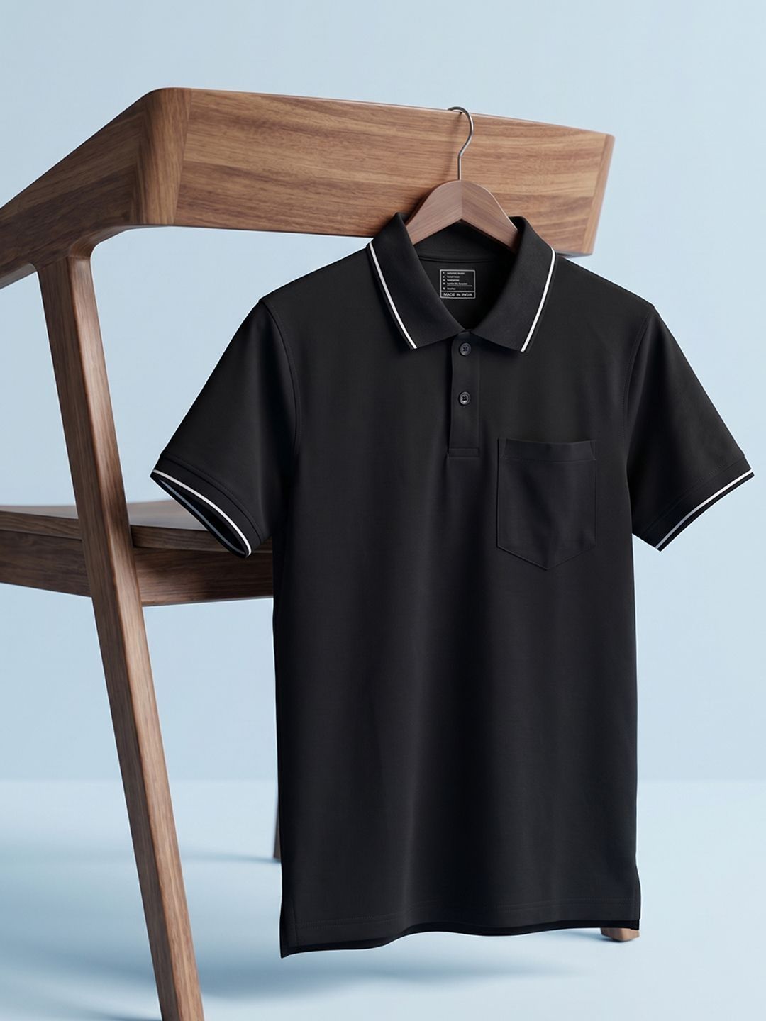 HERE&NOW Men Polo Collar Pockets T-shirt