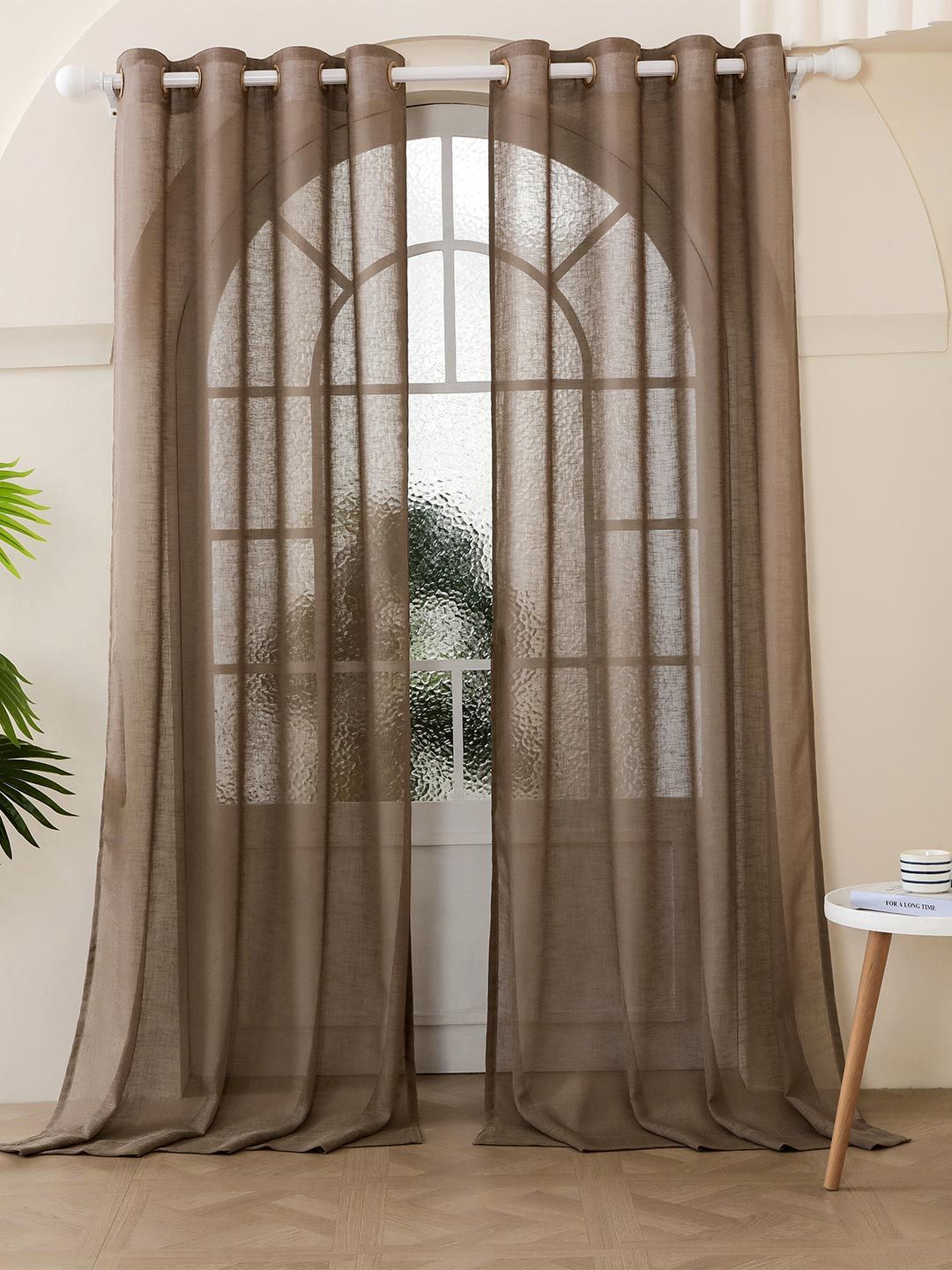 Story@home Story@home Brown 2 Pieces Sheer Door Curtains
