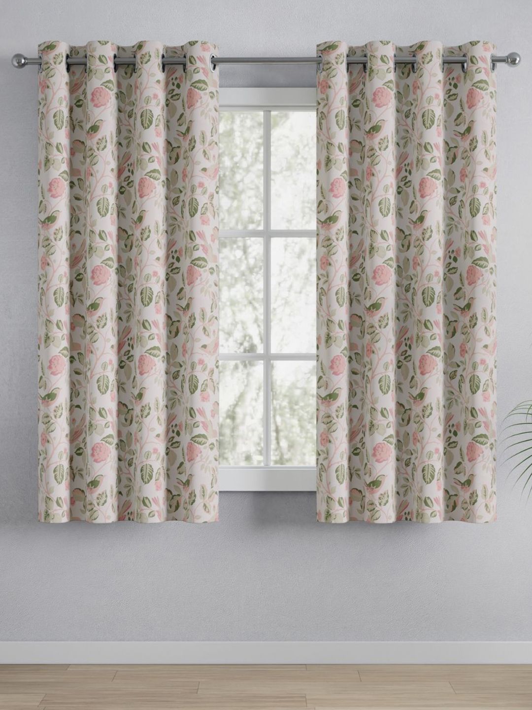 haus & kinder haus & kinder White & Pink Set of 2 Floral Room Darkening Window