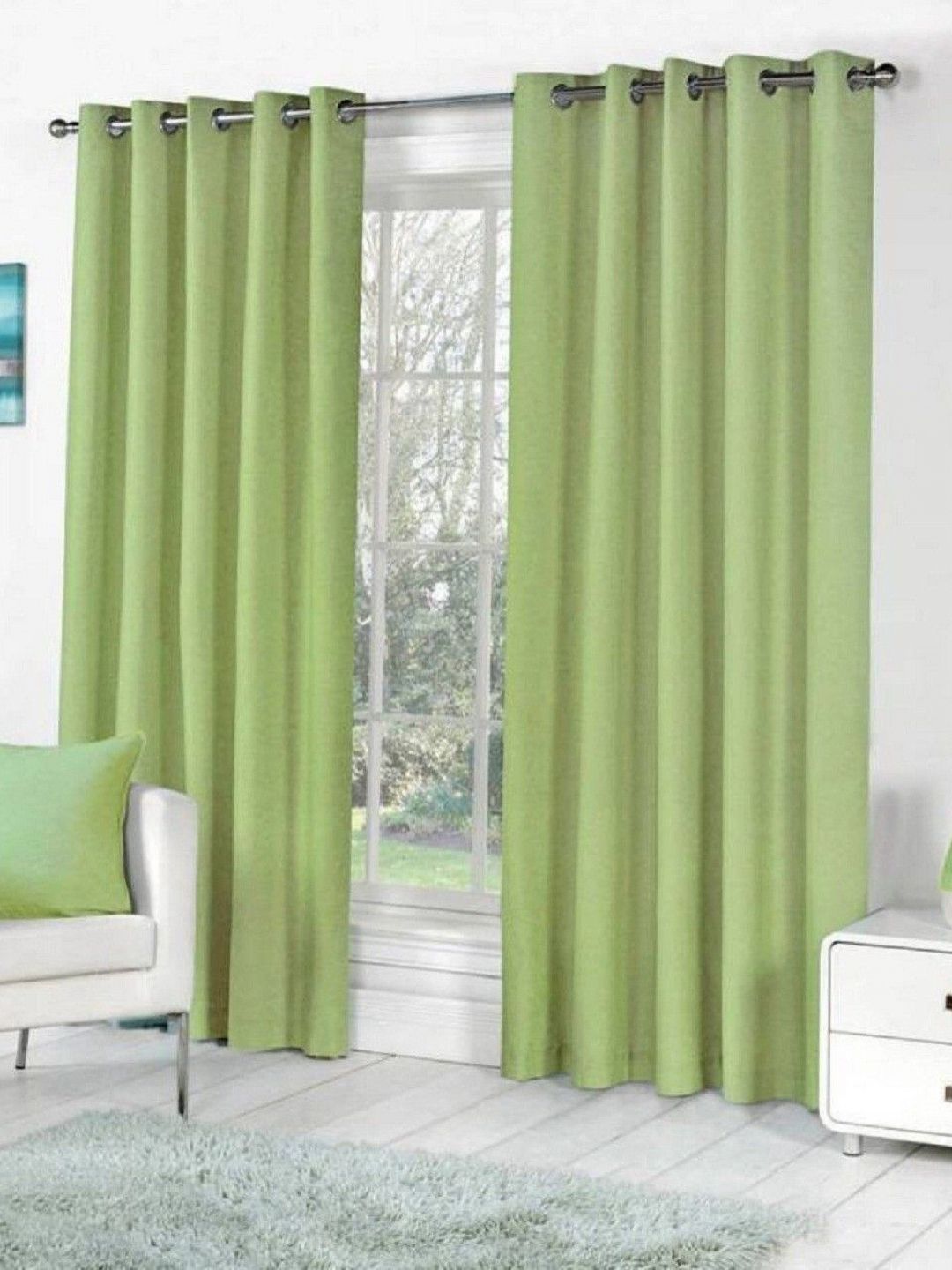 BELLA TRUE Green 2 Pieces Long Door Curtains