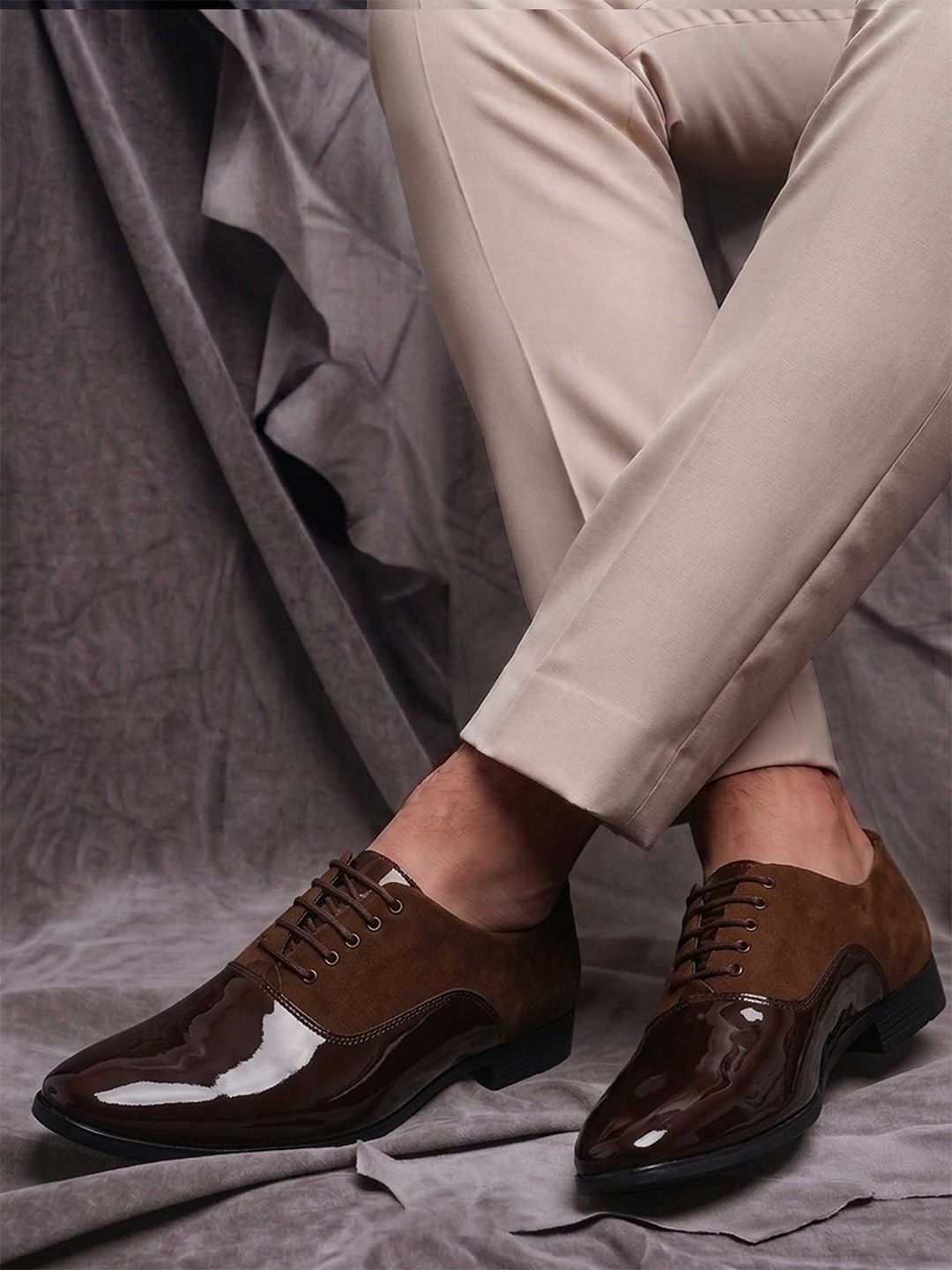 HERE&NOW Men Textured Formal Oxfords Shoes