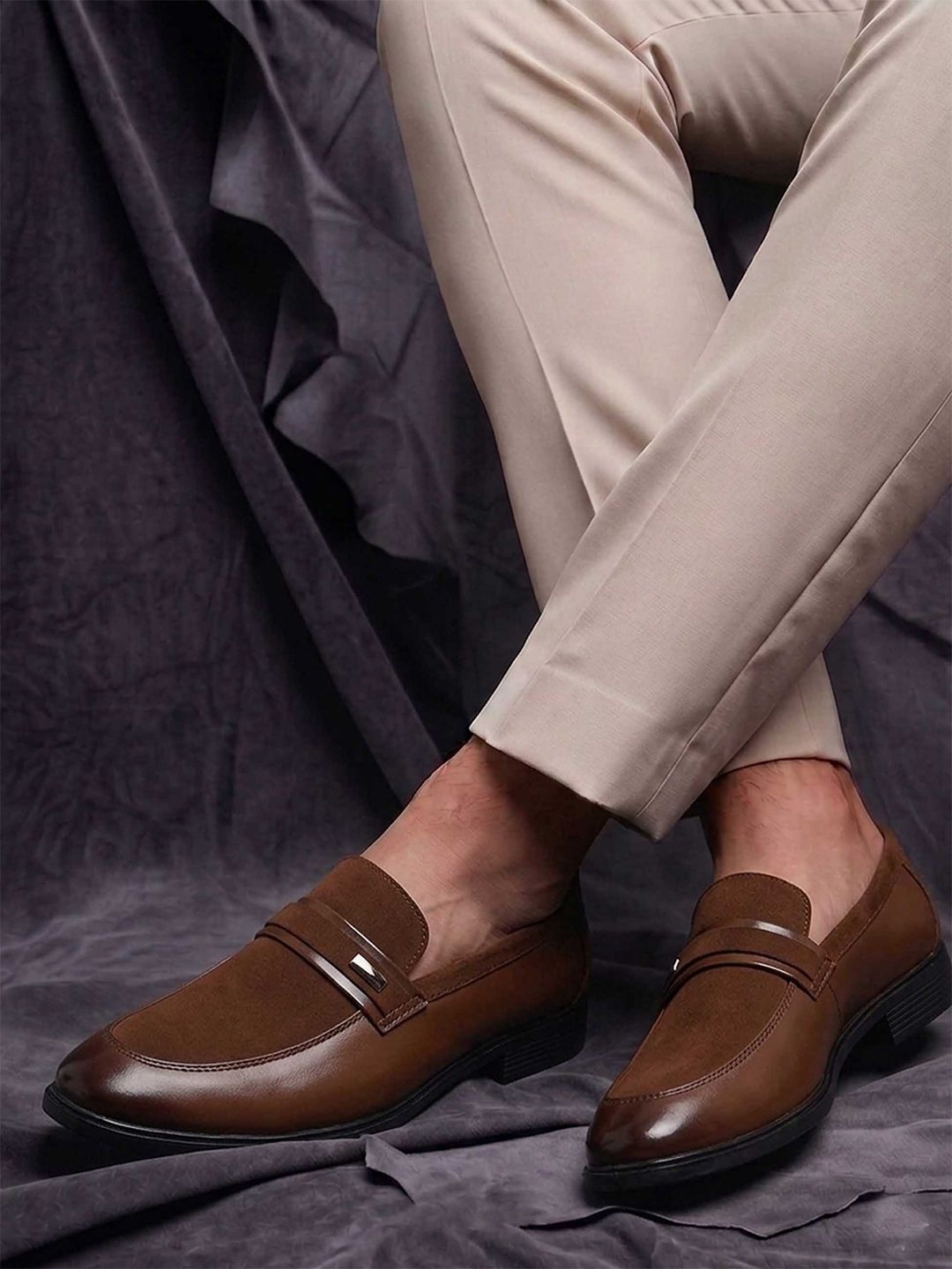 Buy HERE&NOW Men Round Toe Slip-On Loafers - Formal Shoes for Men
