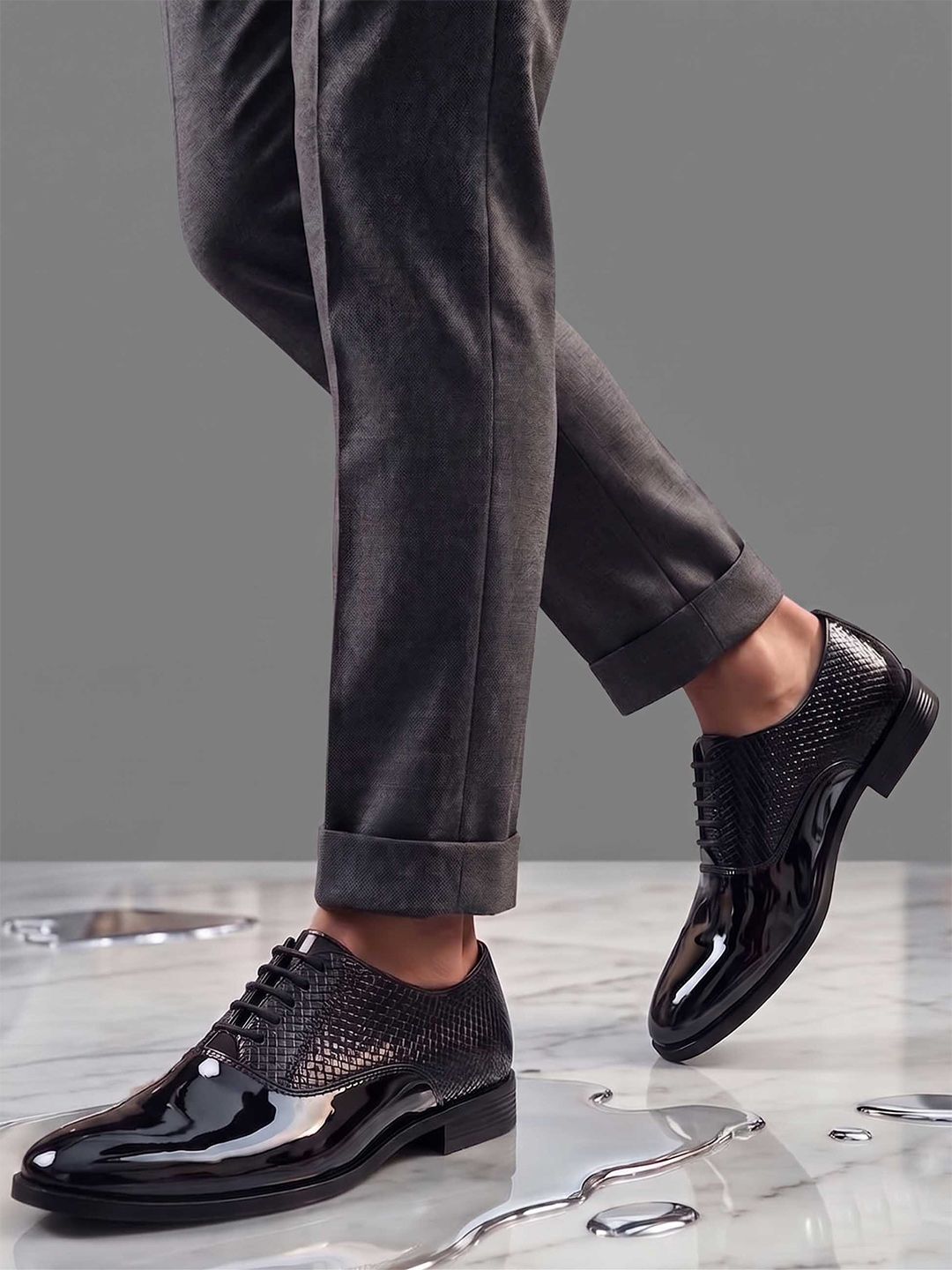 HERE&NOW Men Textured Formal Oxford Shoes