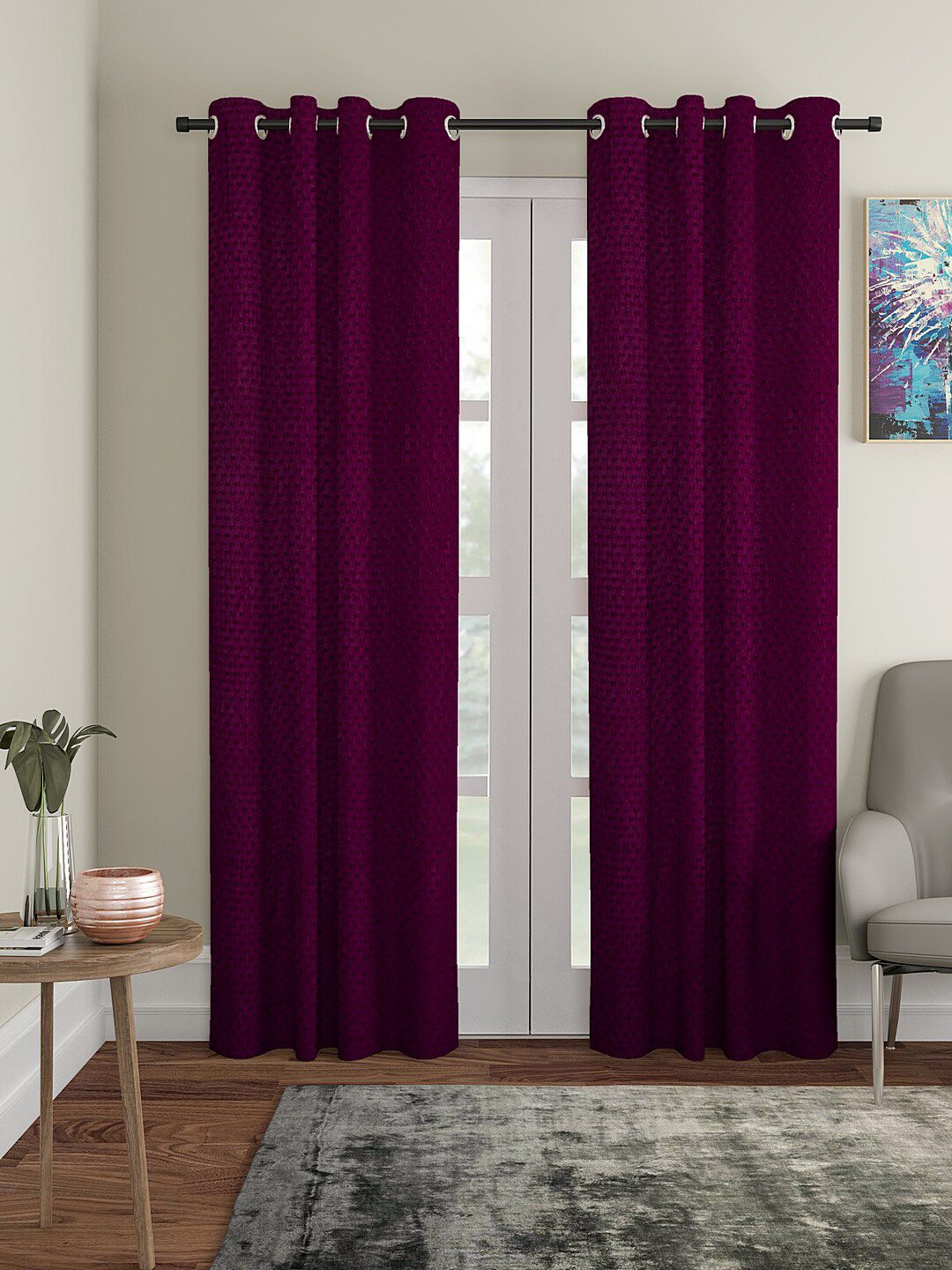 Aura Violet 2Pcs Regular Door Curtain