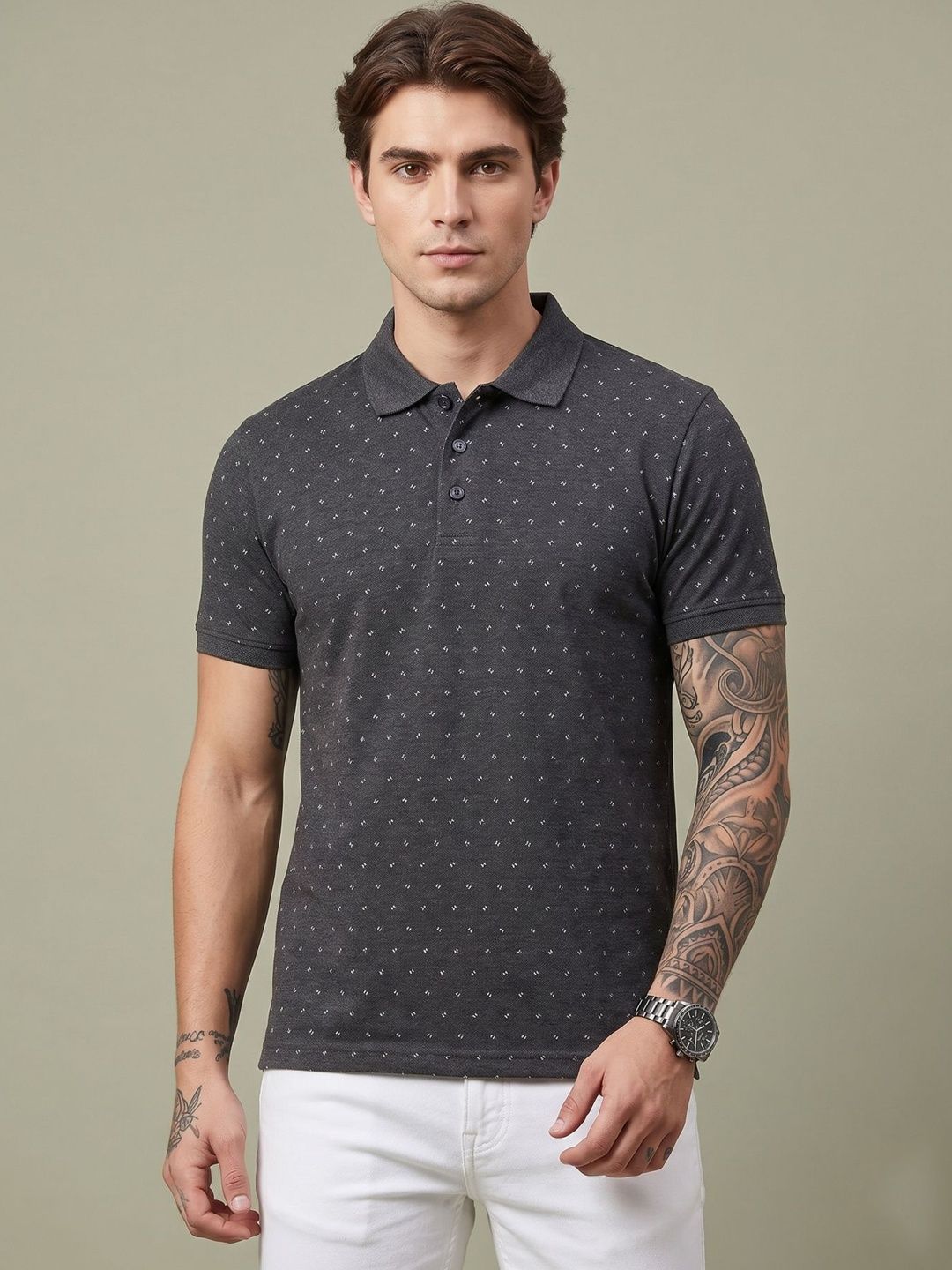 SANDPIPER Men Printed Polo Collar T-shirt
