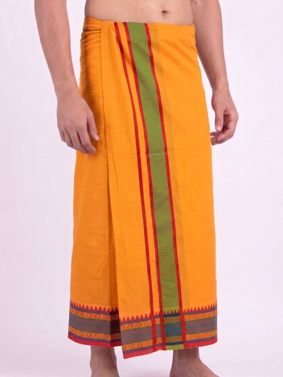 Hornbill Enterprises Men Striped Cotton Dhoti Dhotis