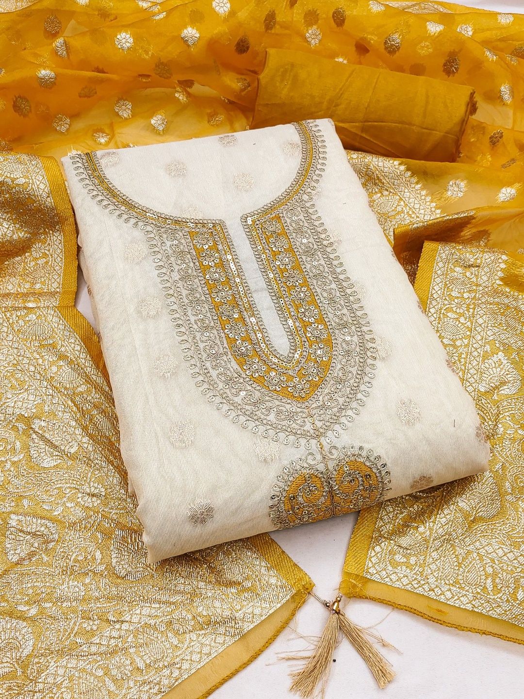 Rangtulika Ethnics Embroidered Unstitched Dress Material