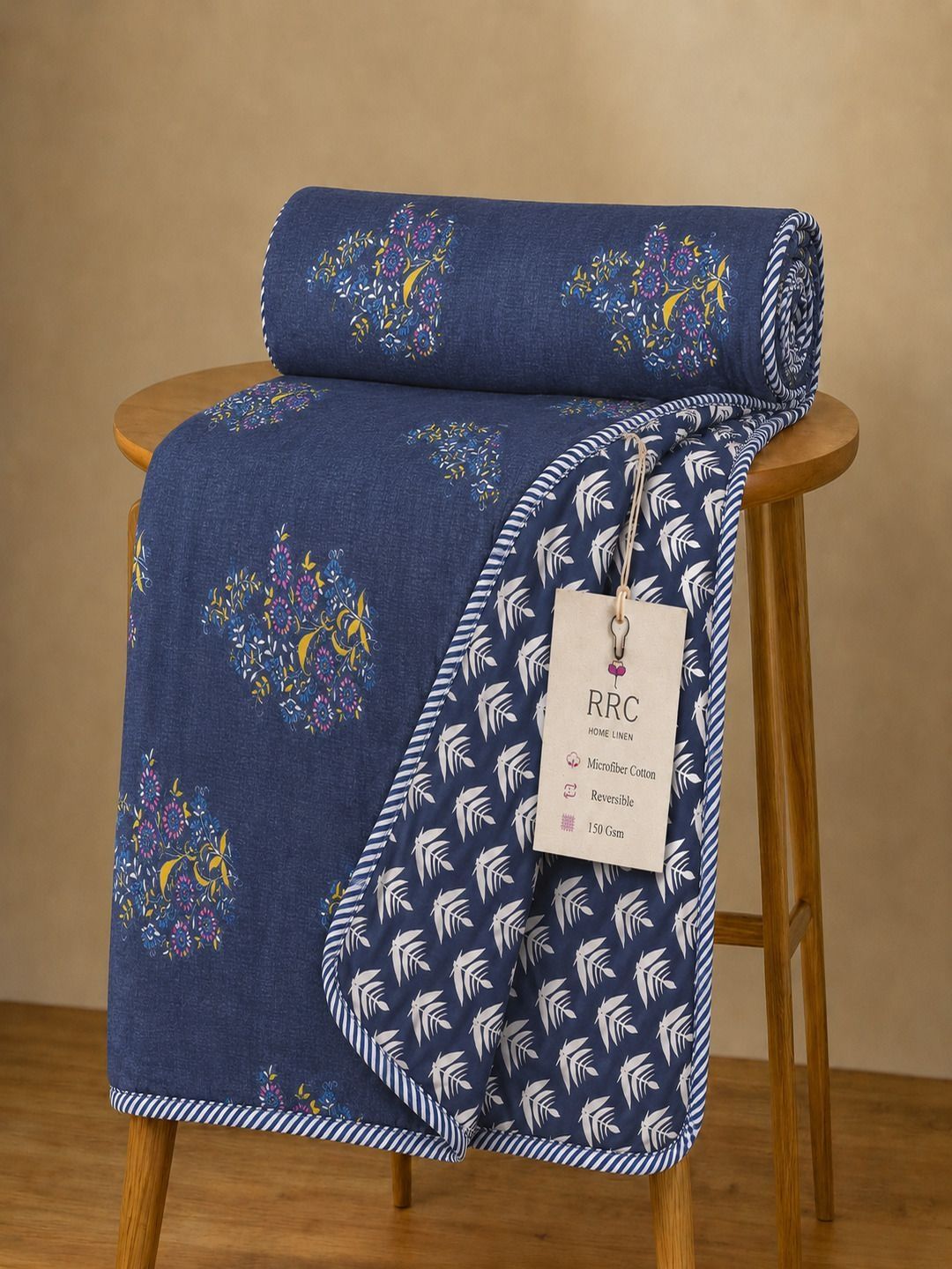 RRC RRC Blue Floral Microfiber AC Room 150 GSM Single Dohar
