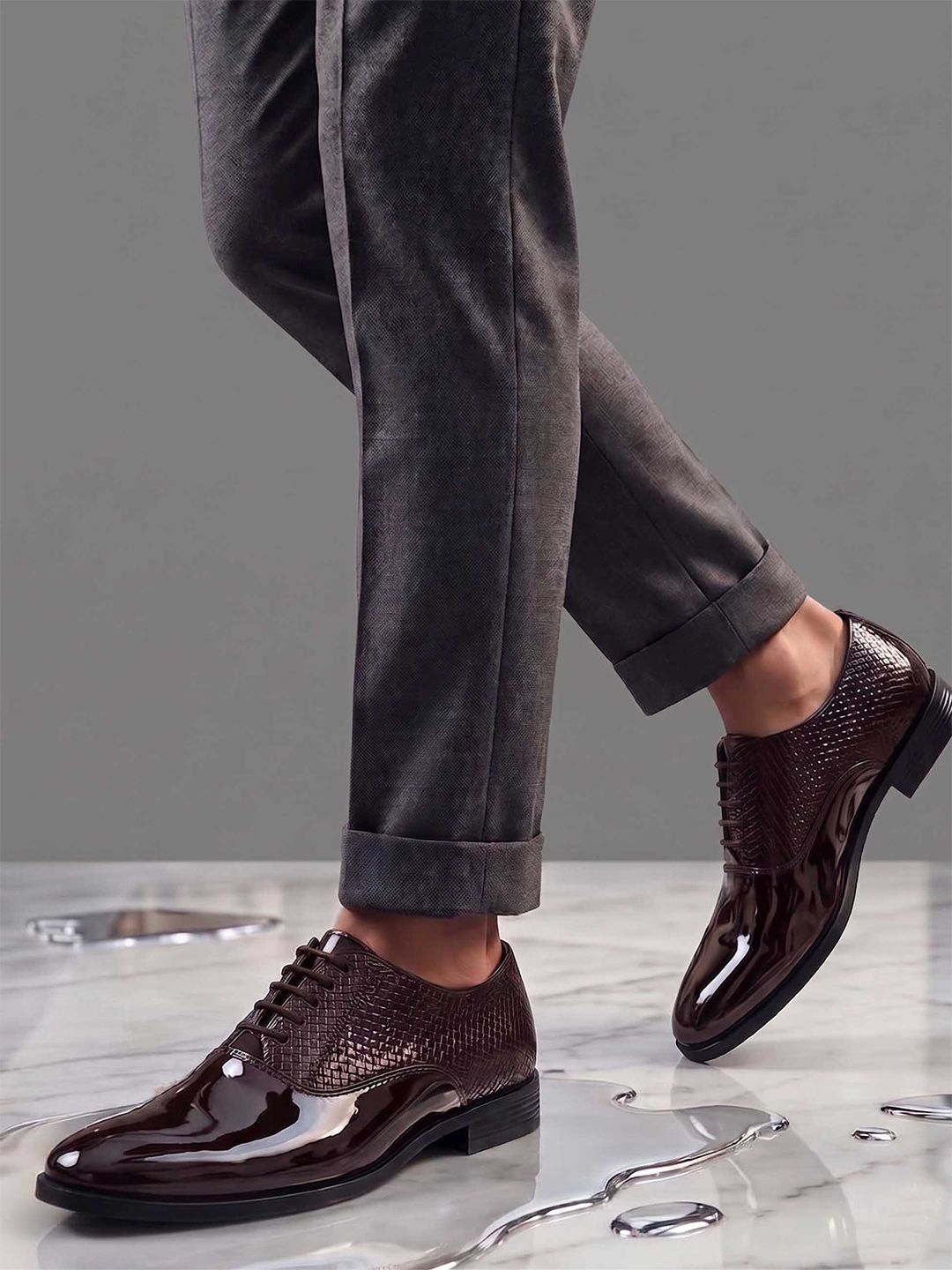 HERE&NOW Men Textured Formal Oxford Shoes