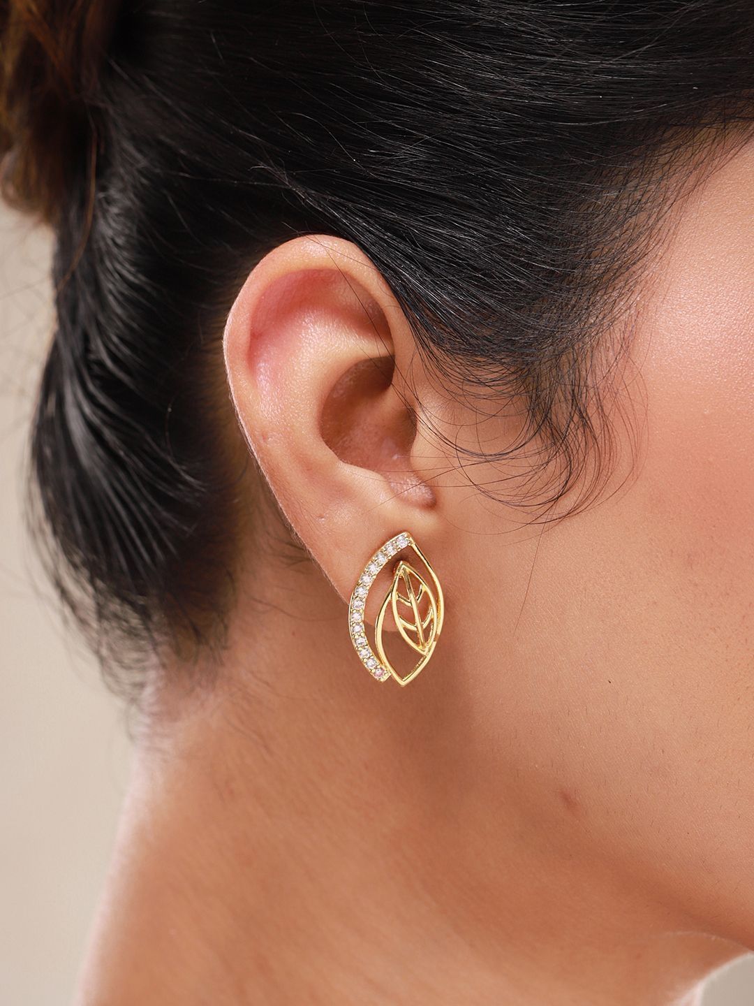 Folira Grace Stud Earrings Voylla Leaf Shaped Studs Earrings